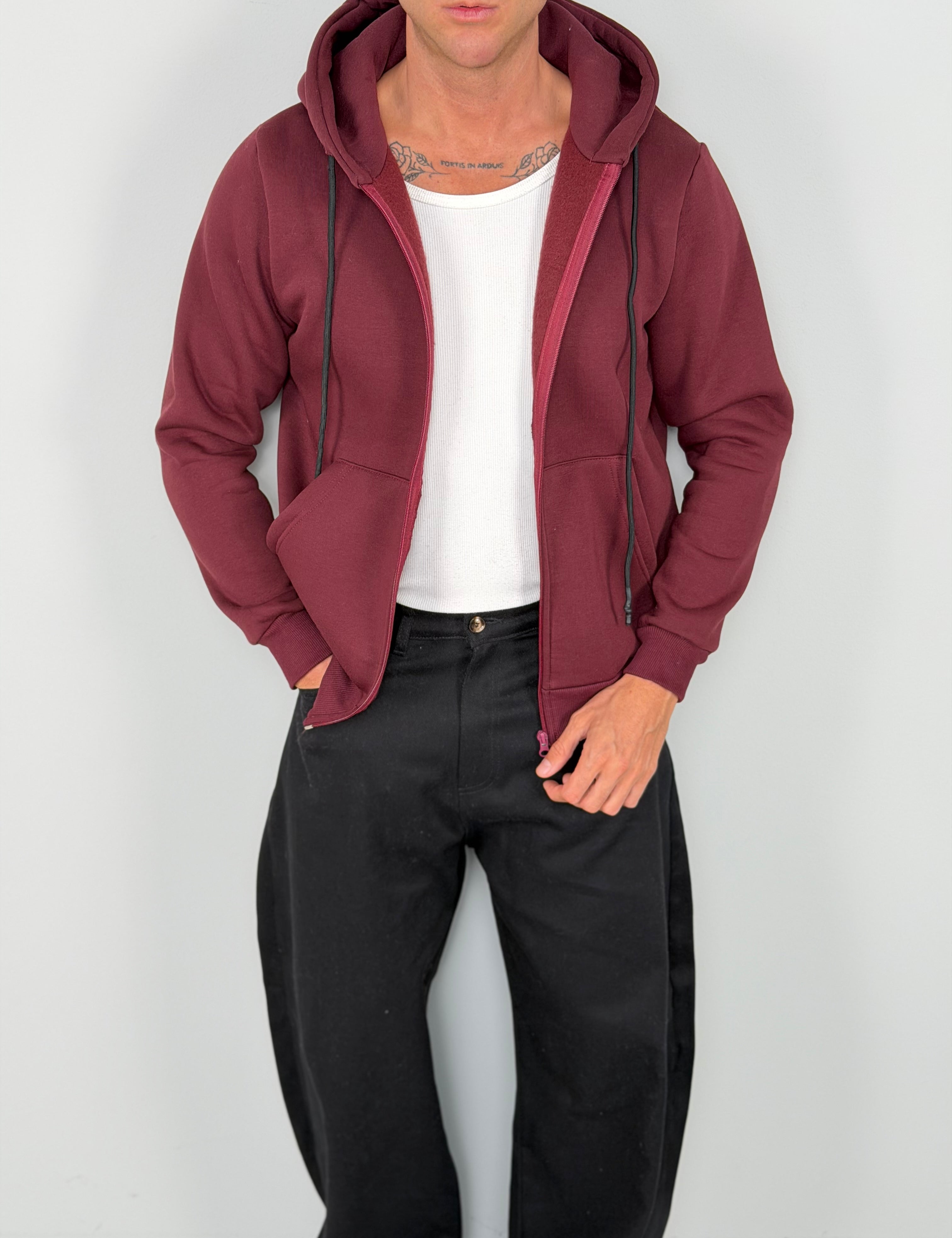 Gefüttertes Sweatshirt mit Round-Reißverschluss