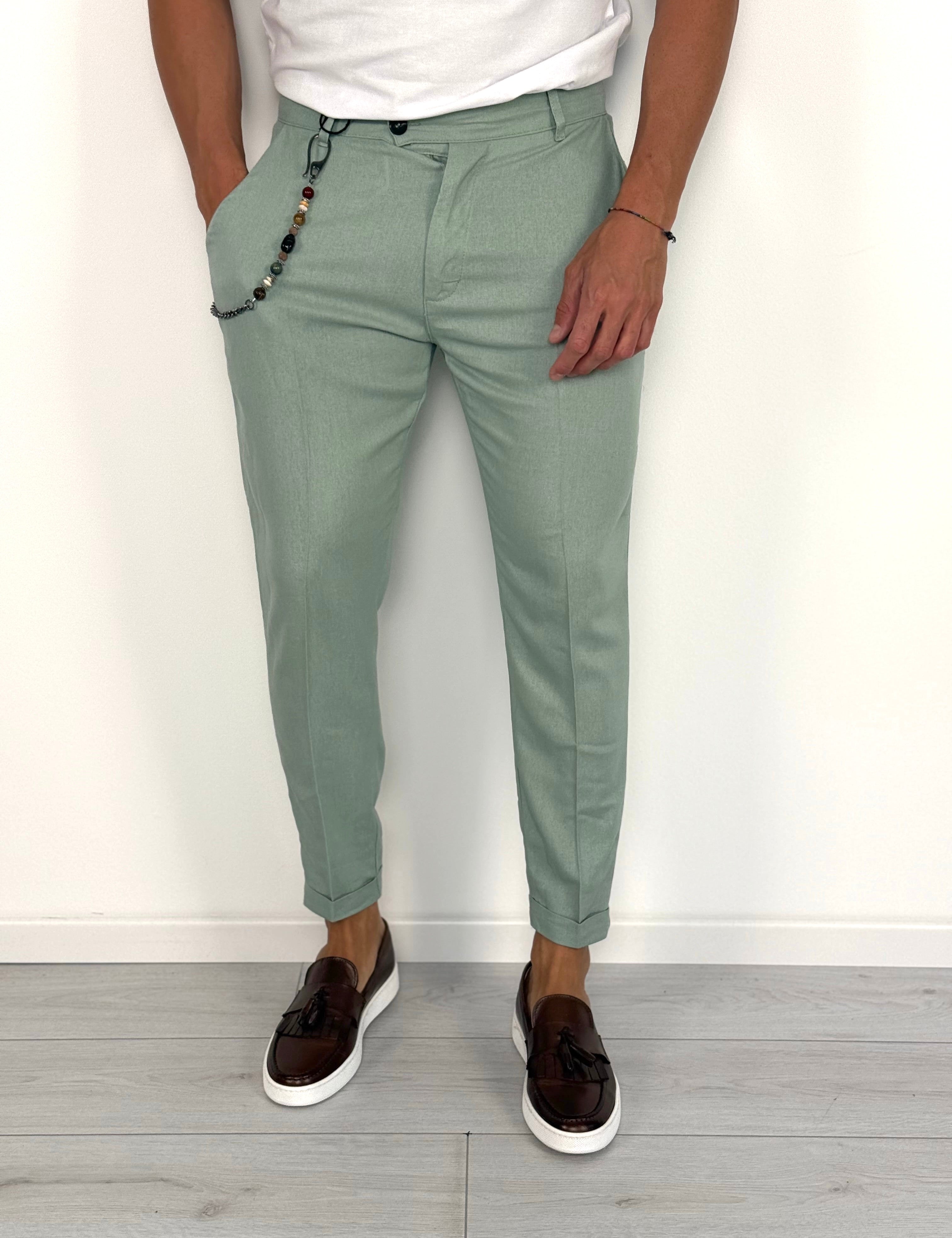 LINEN CAPRI TROUSERS WITH ROLLS