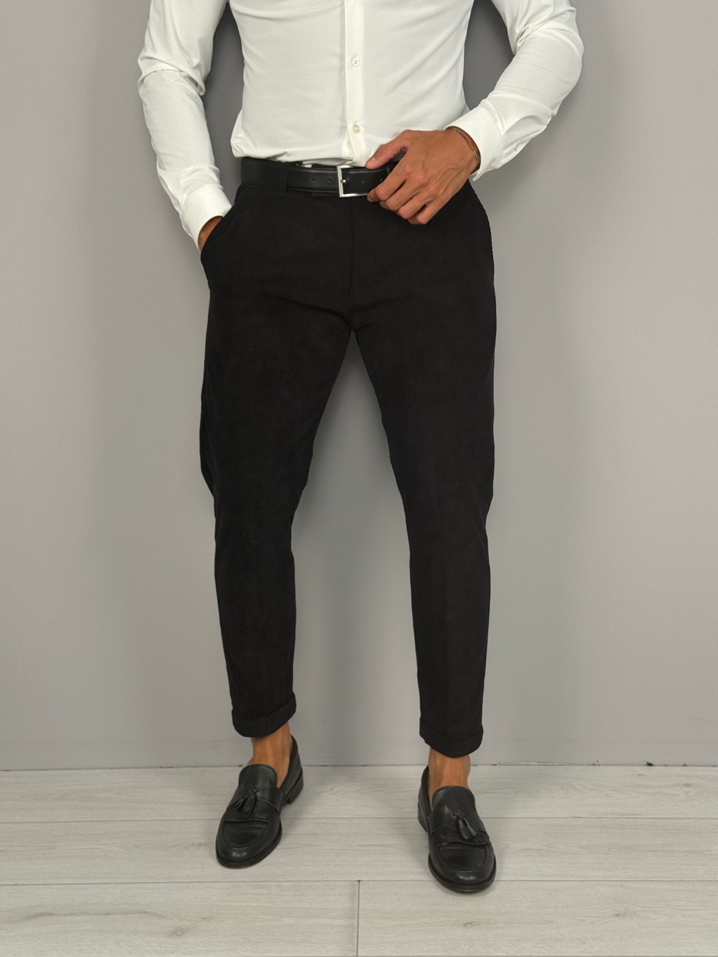 PANTALONE MOD CAPRI VELLUTO RISVOLTINO