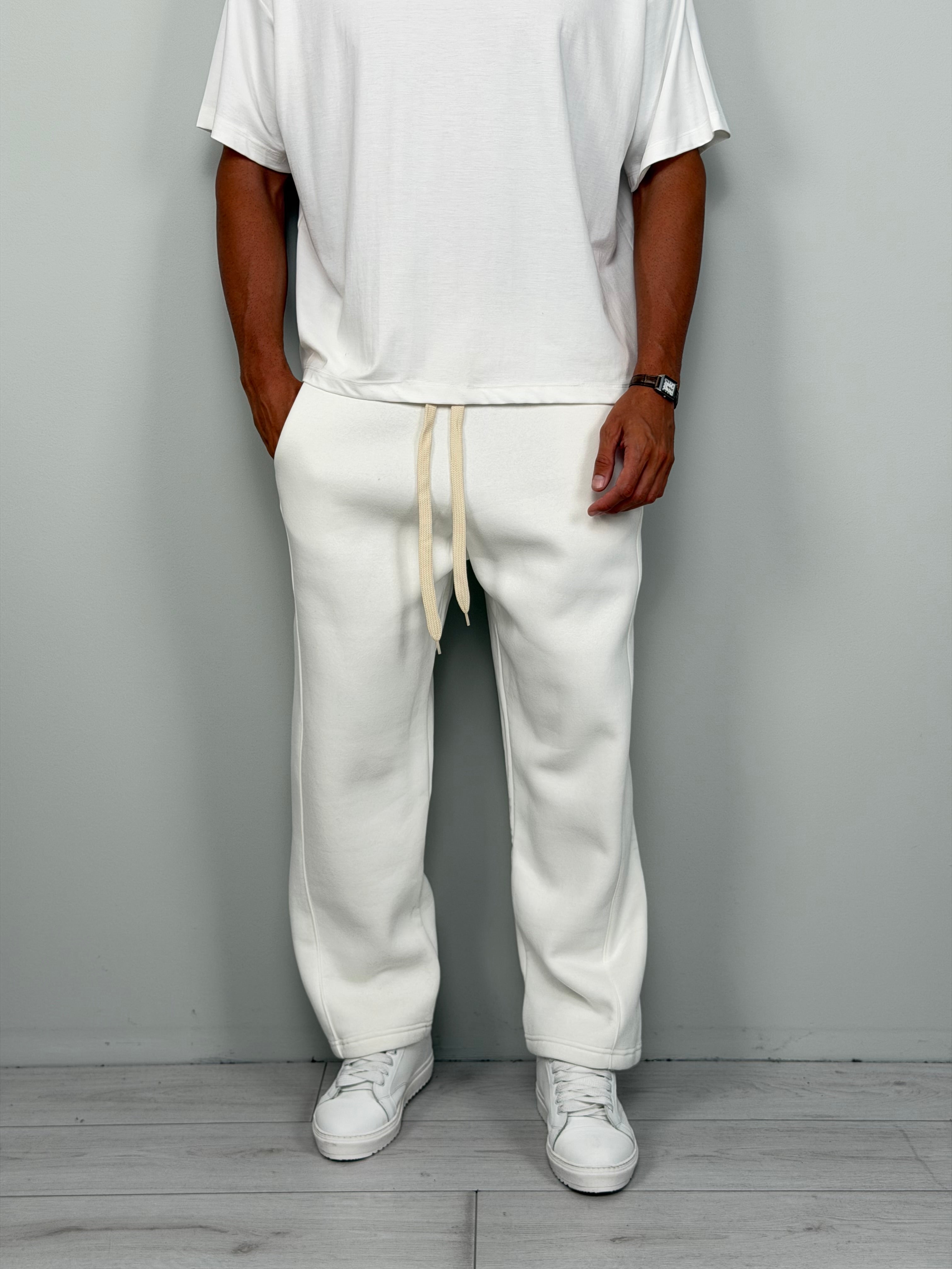 WIDE-STRIPED FLEECE TRACKSUIT TROUSERS