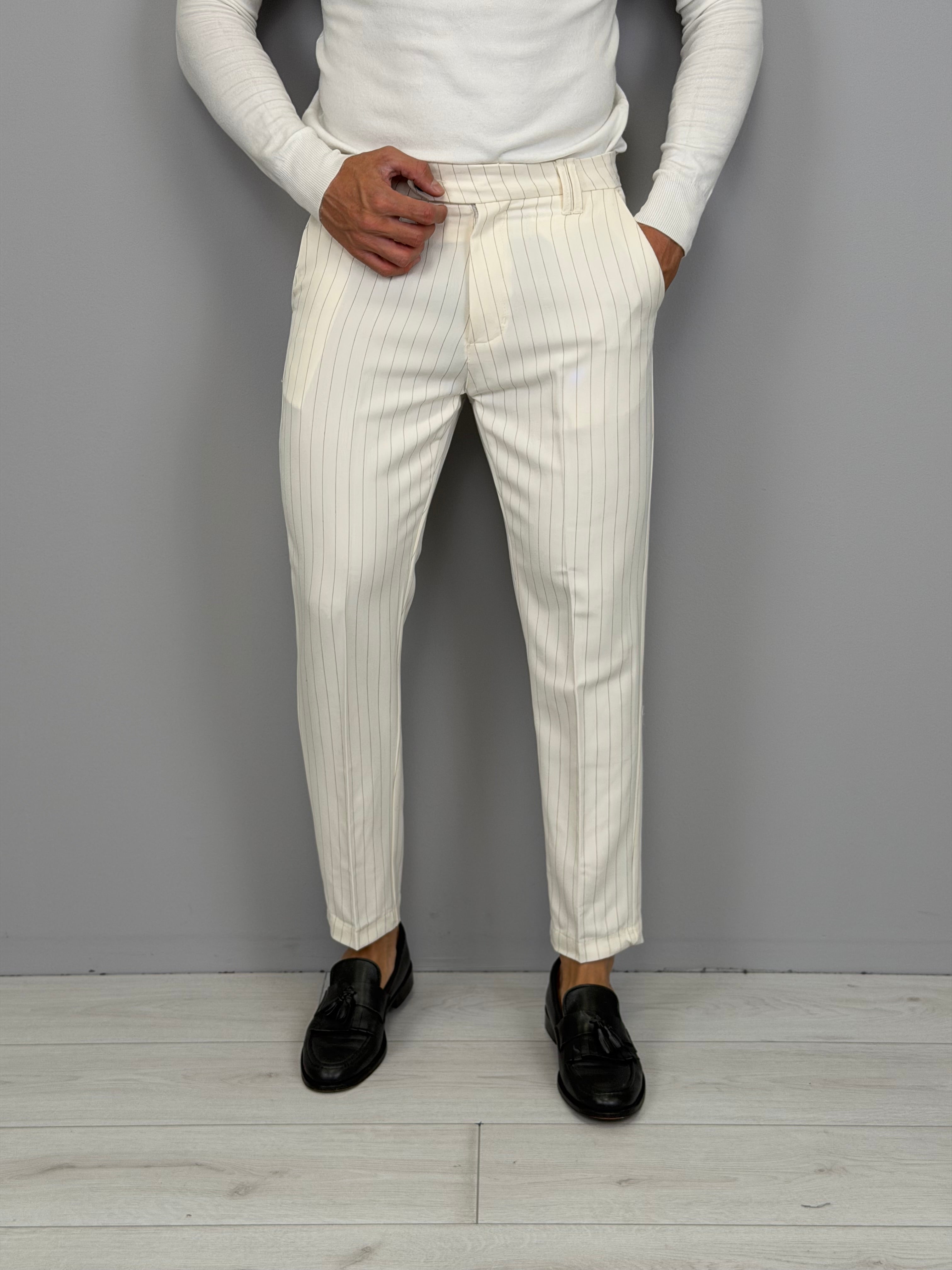 PANTALONE GESSATO TASCHE DIETRO