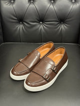 DOUBLE BUCKLE LEATHER MOCCASINS