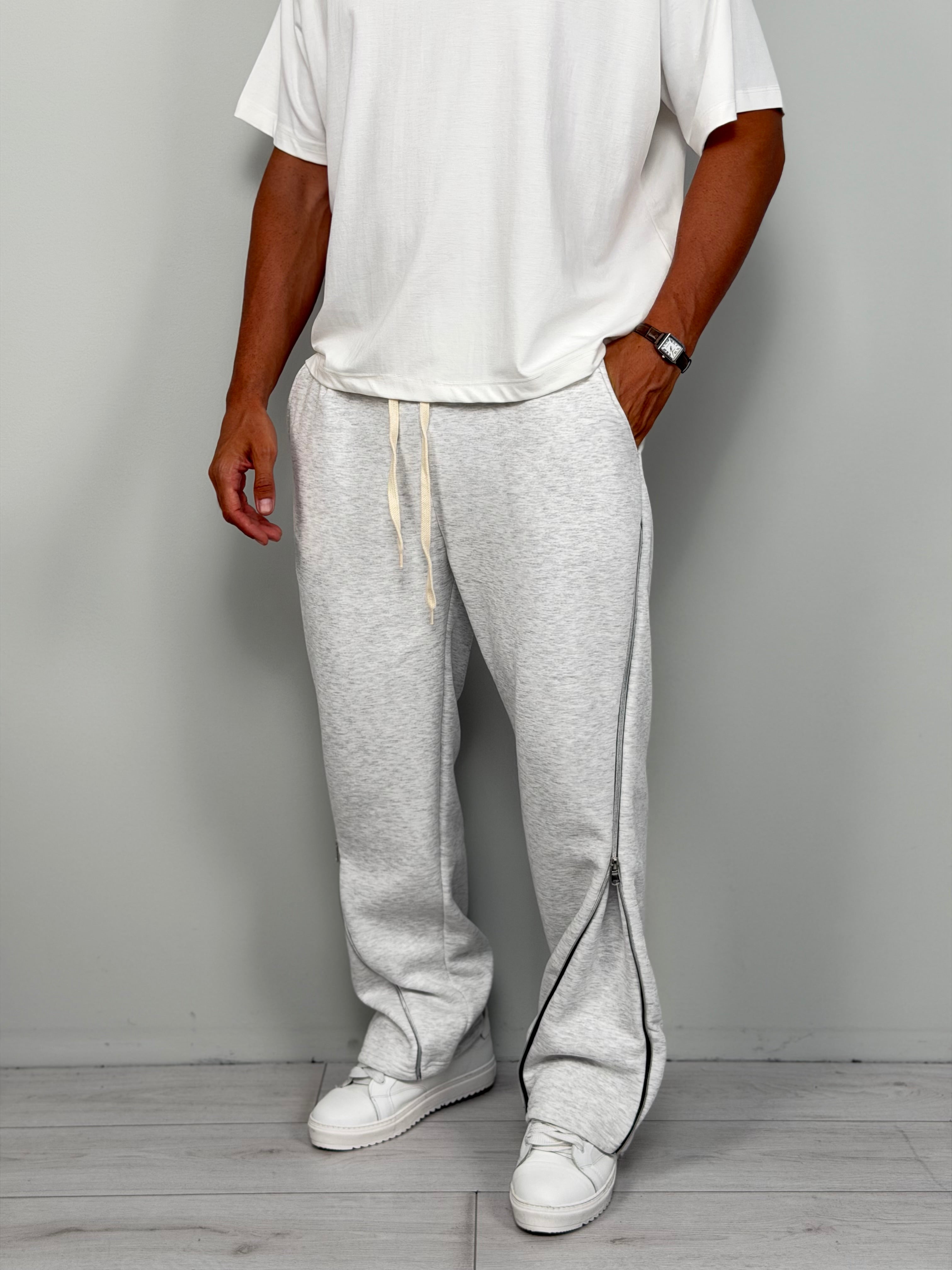 PANTALONE TUTA ZIP AMPIO FELPATO