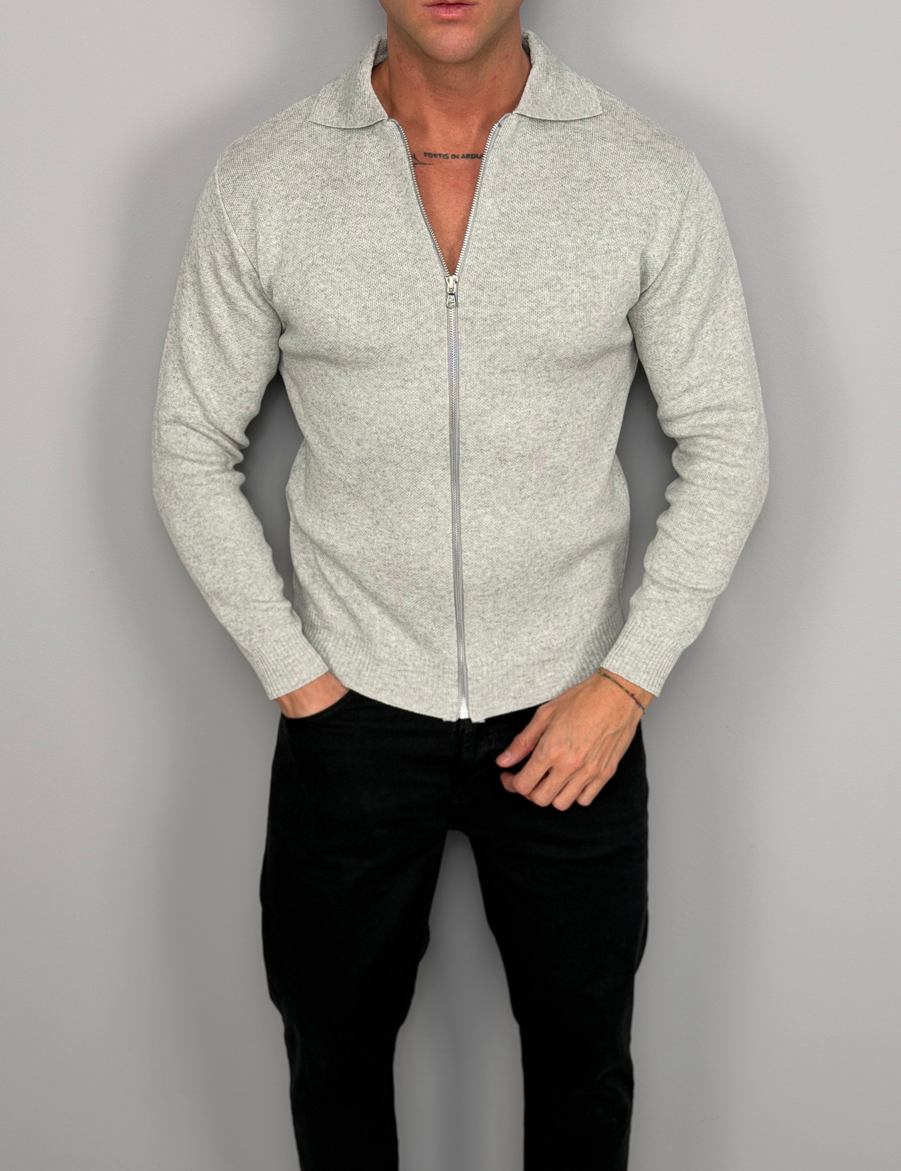 CARDIGAN EN COTON À FERMETURE ÉCLAIR