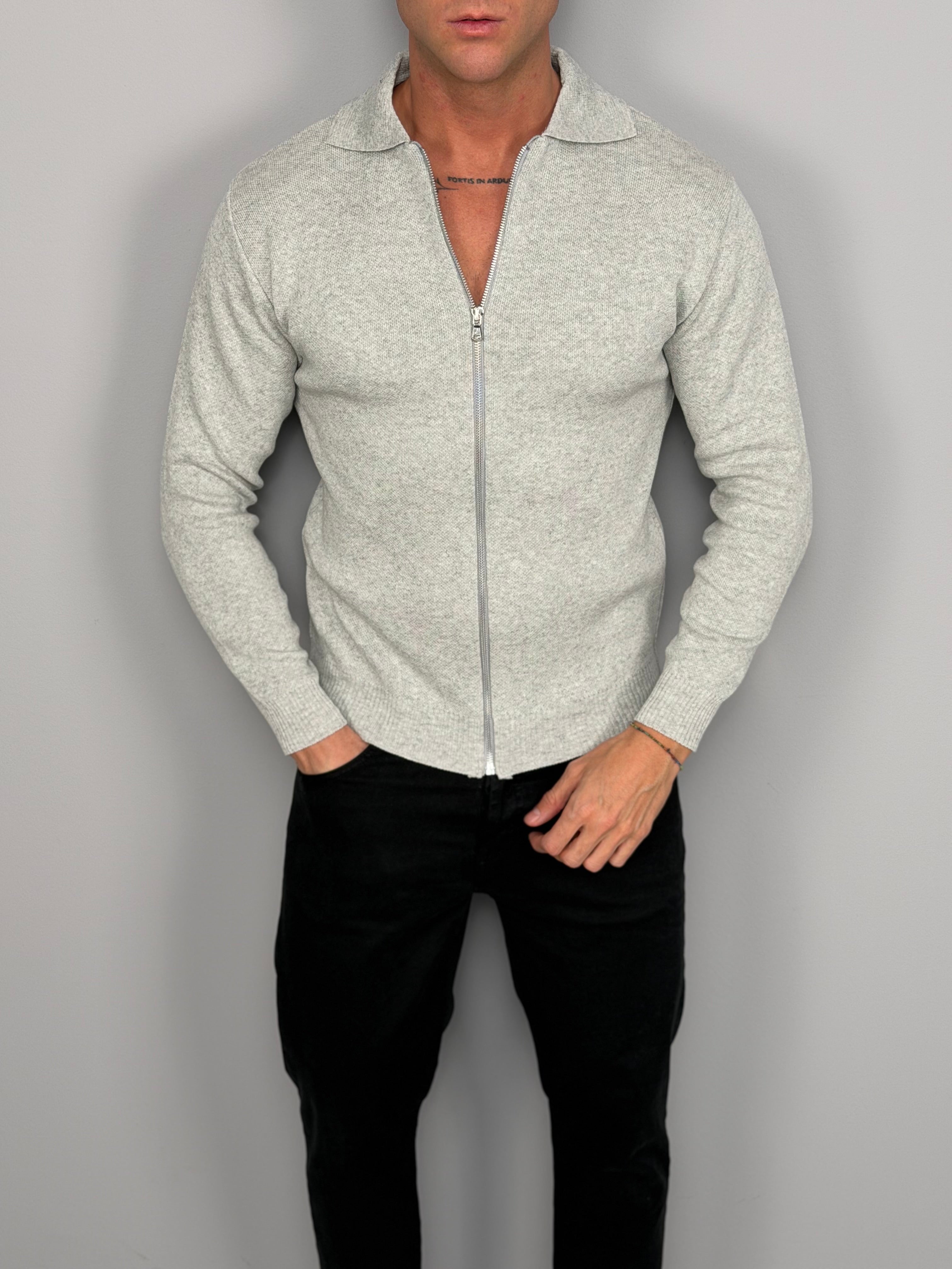 CARDIGAN EN COTON À FERMETURE ÉCLAIR