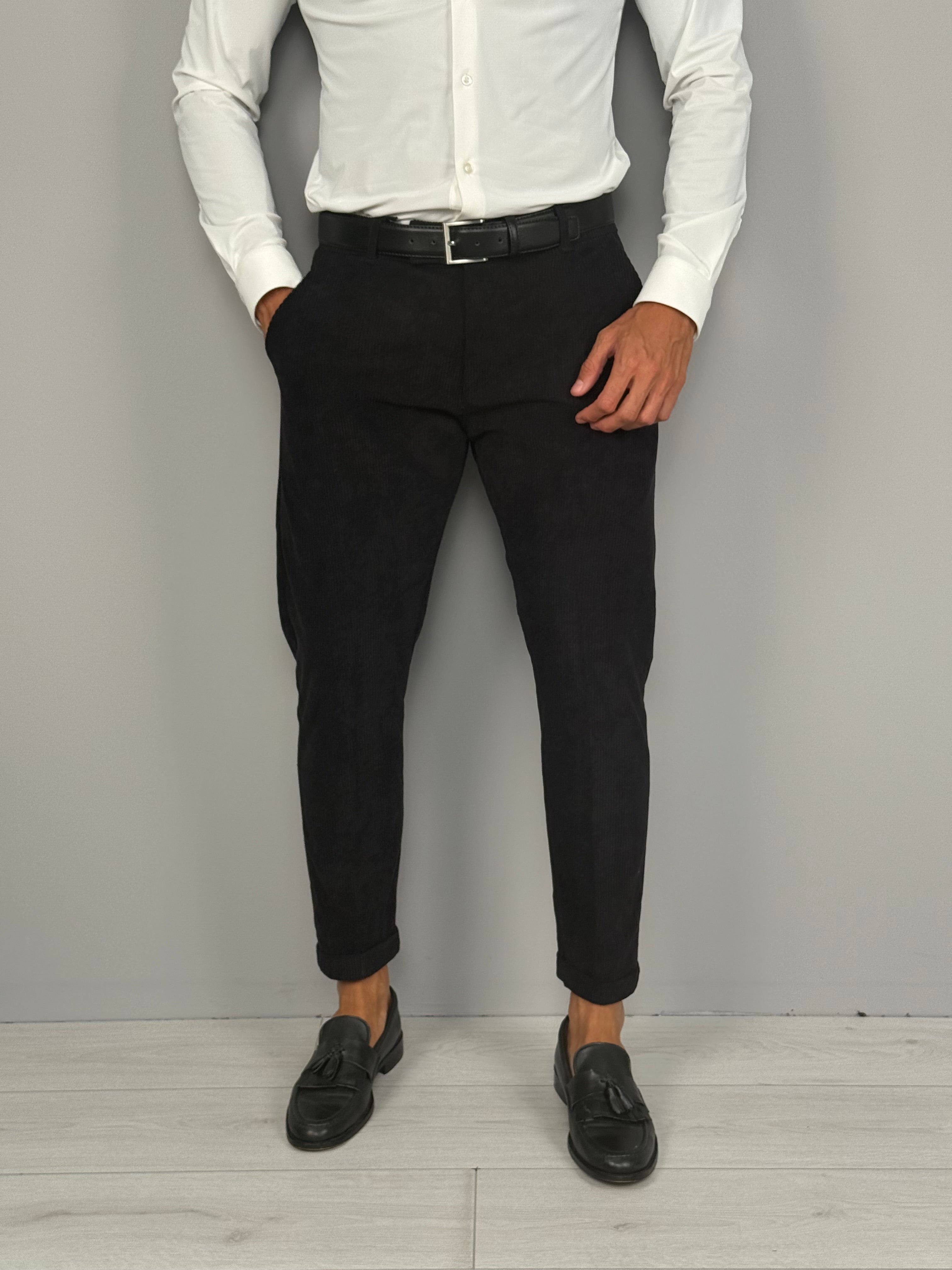 PANTALONE MOD CAPRI VELLUTO RISVOLTINO