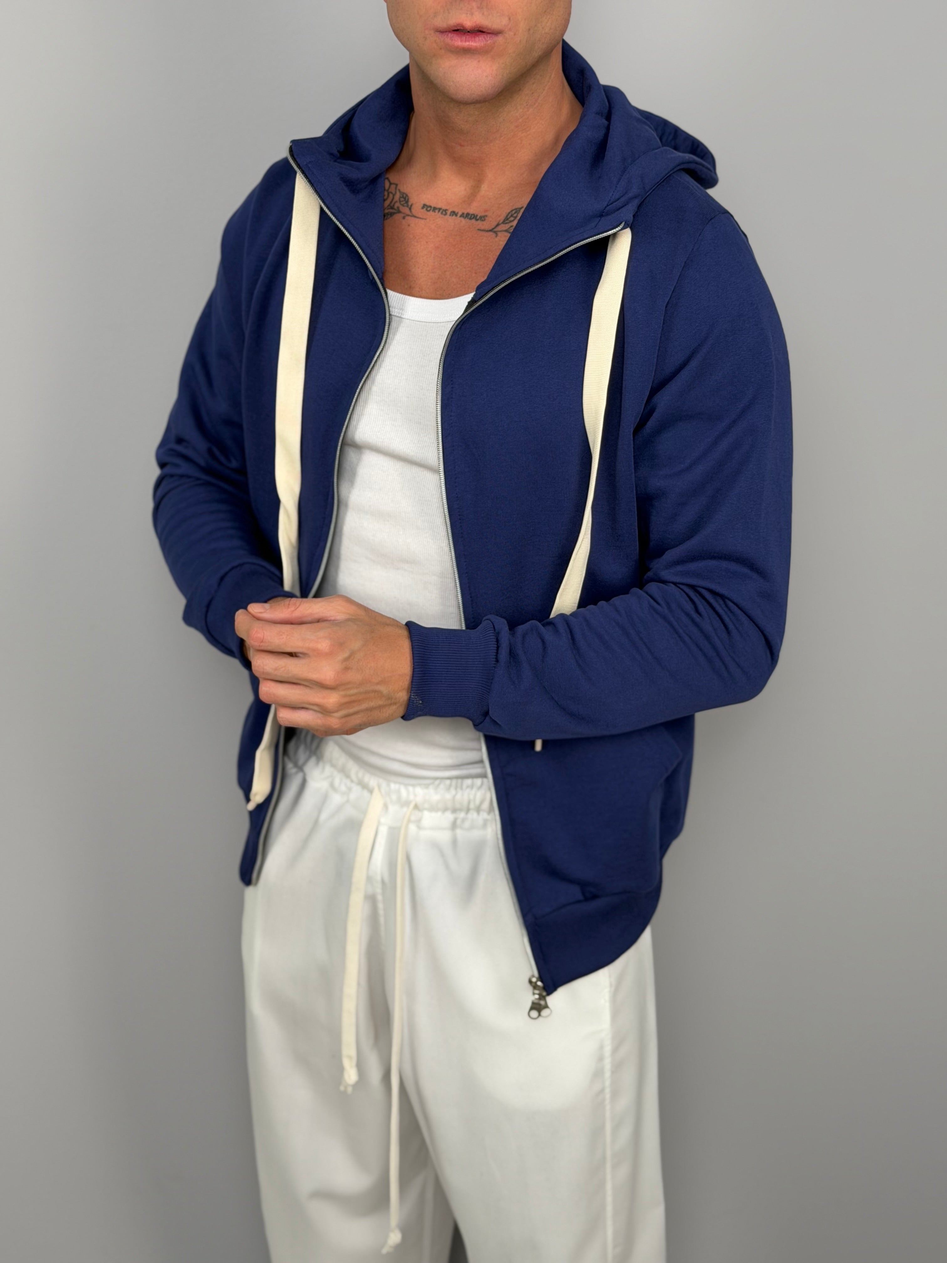 FELPA ZIP CAPPUCCIO GARZATA