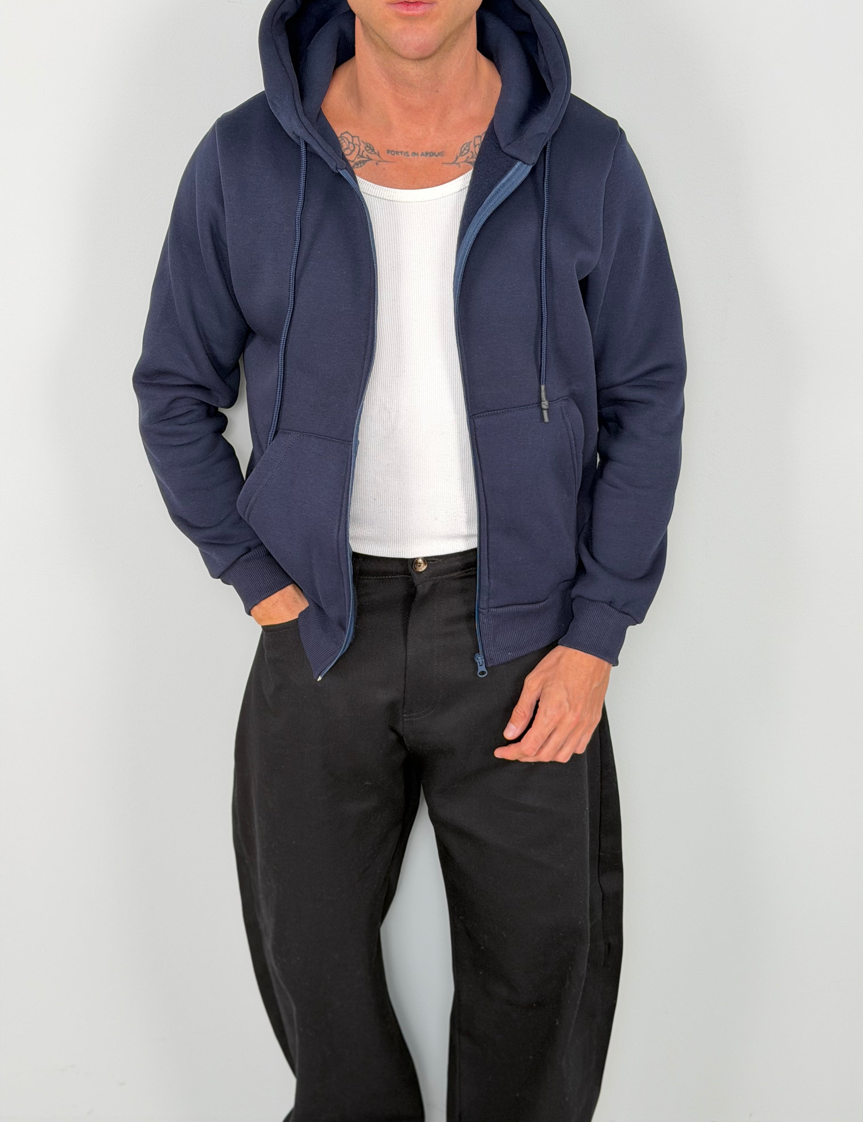 Gefüttertes Sweatshirt mit Round-Reißverschluss