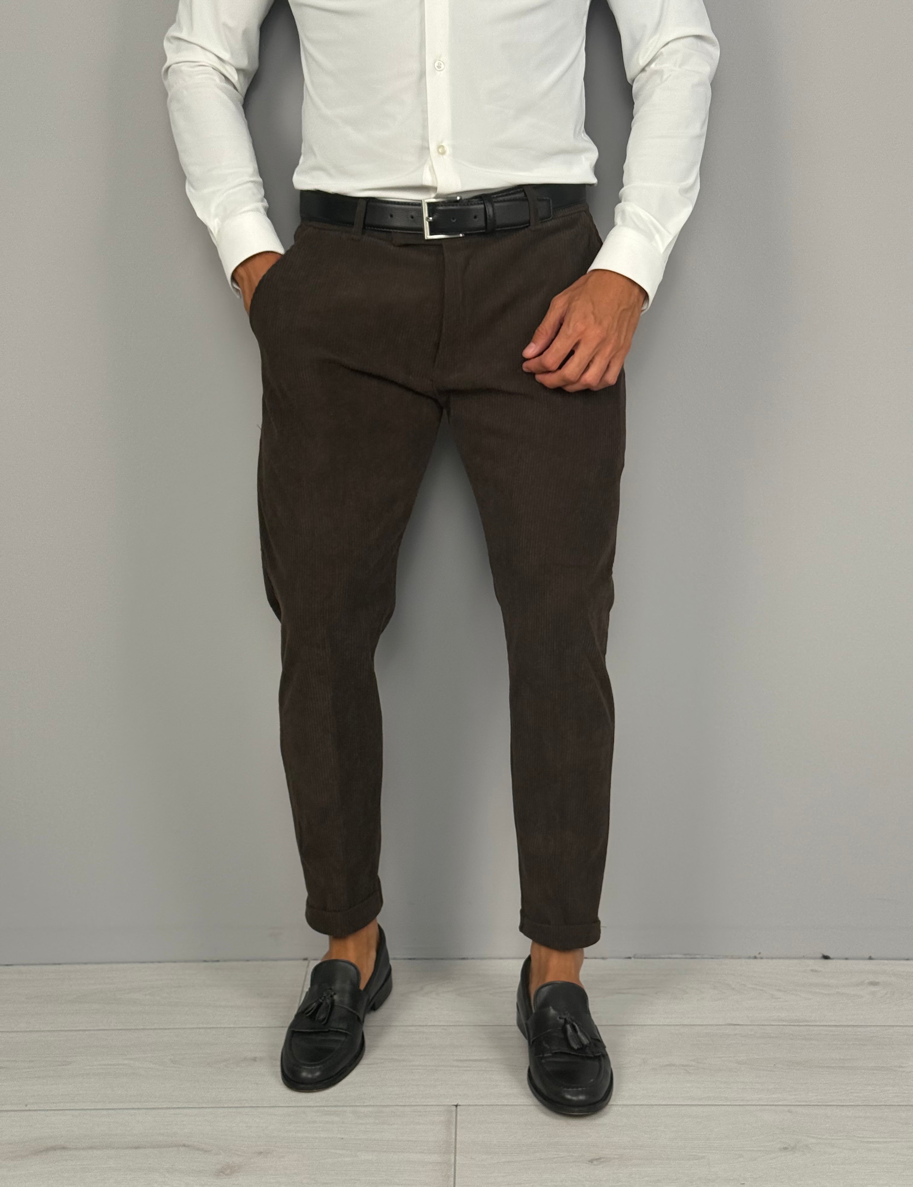 PANTALONE MOD CAPRI VELLUTO RISVOLTINO