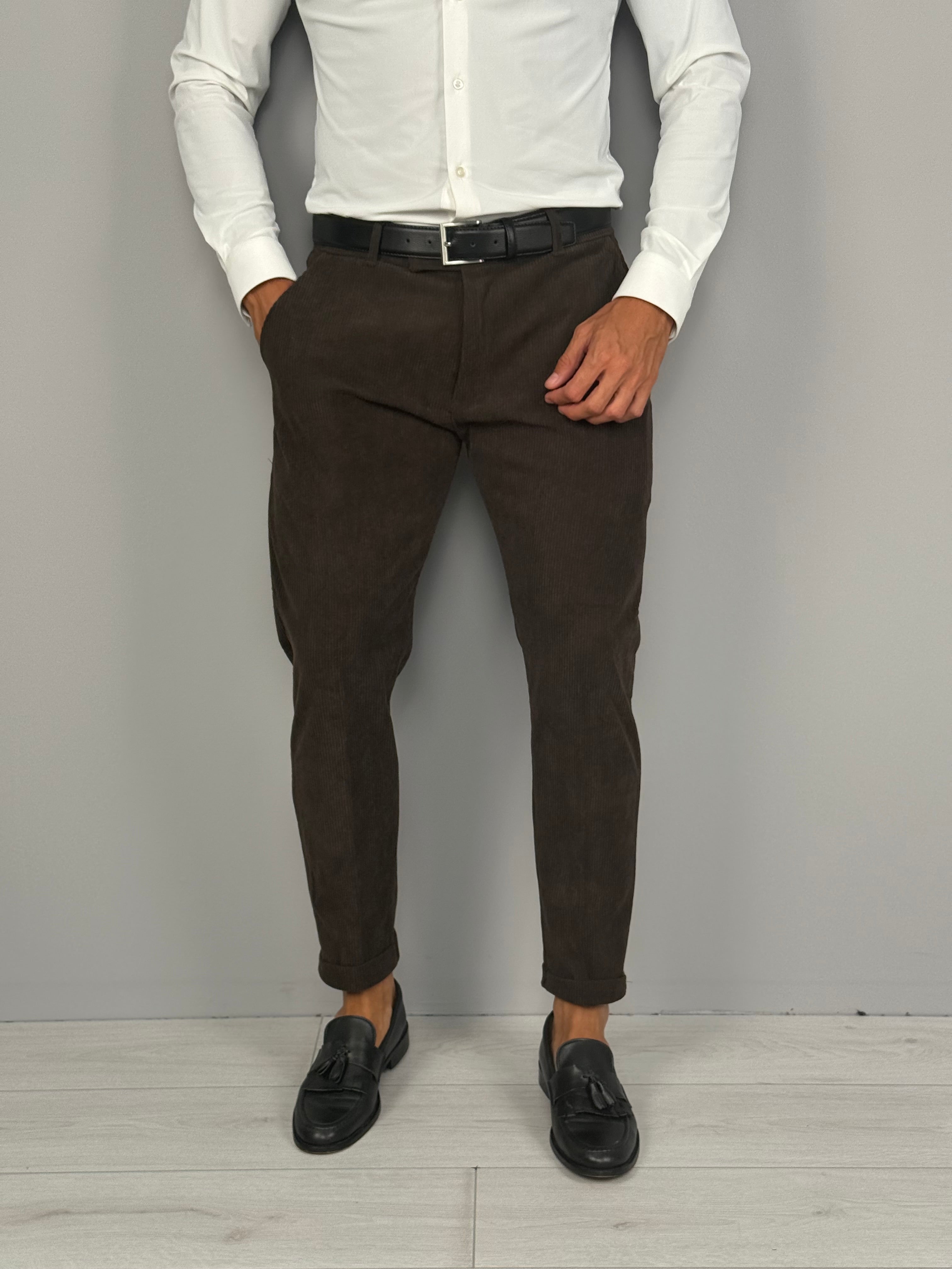 PANTALONE MOD CAPRI VELLUTO RISVOLTINO