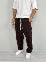 Wide-leg ribbed fleece tracksuit trousers