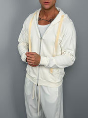 FELPA ZIP CAPPUCCIO GARZATA