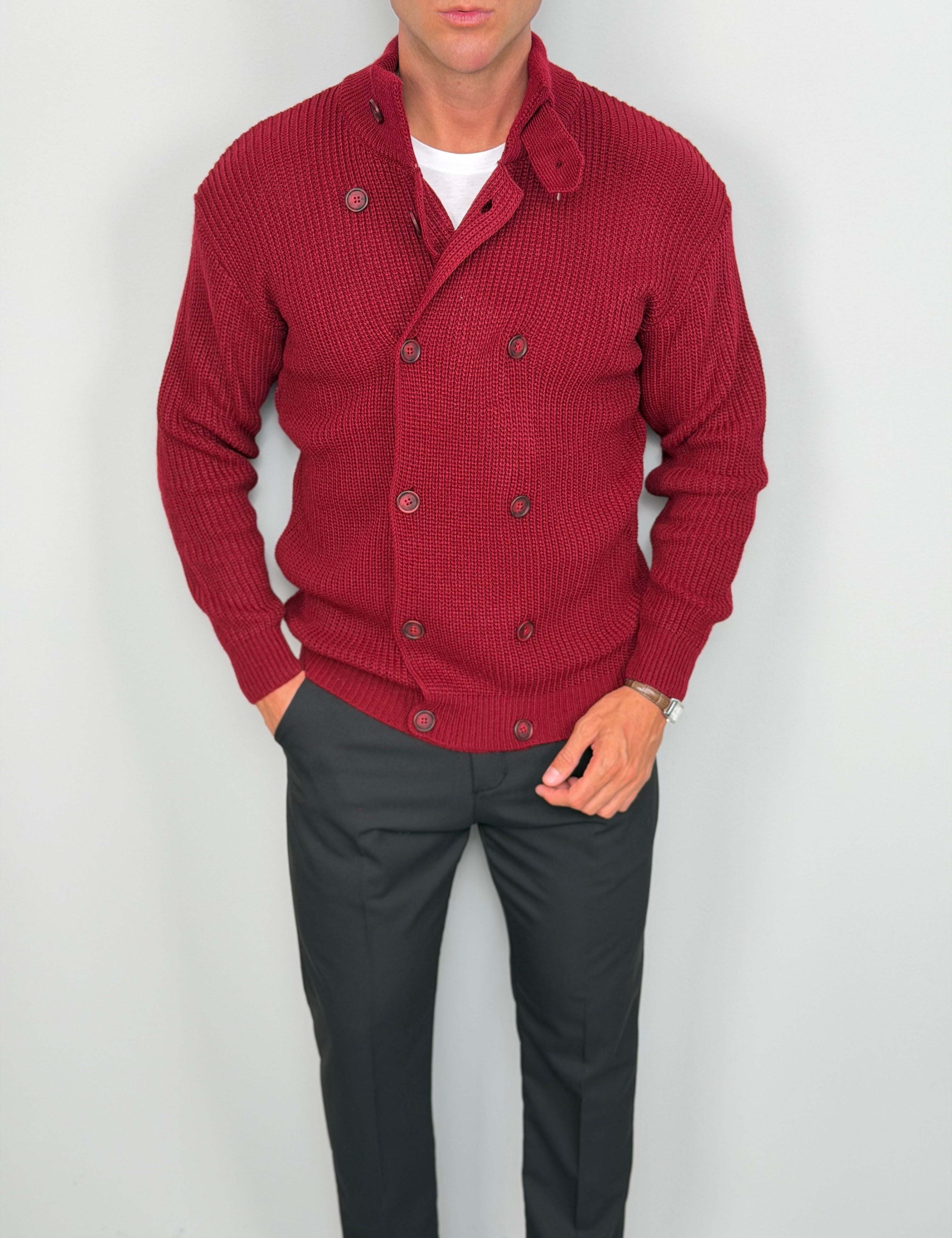 Zweireihige Wollstrickjacke ALVIN
