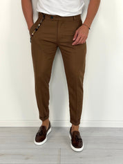 PANTALON CAPRI EN LIN À ROULETTES