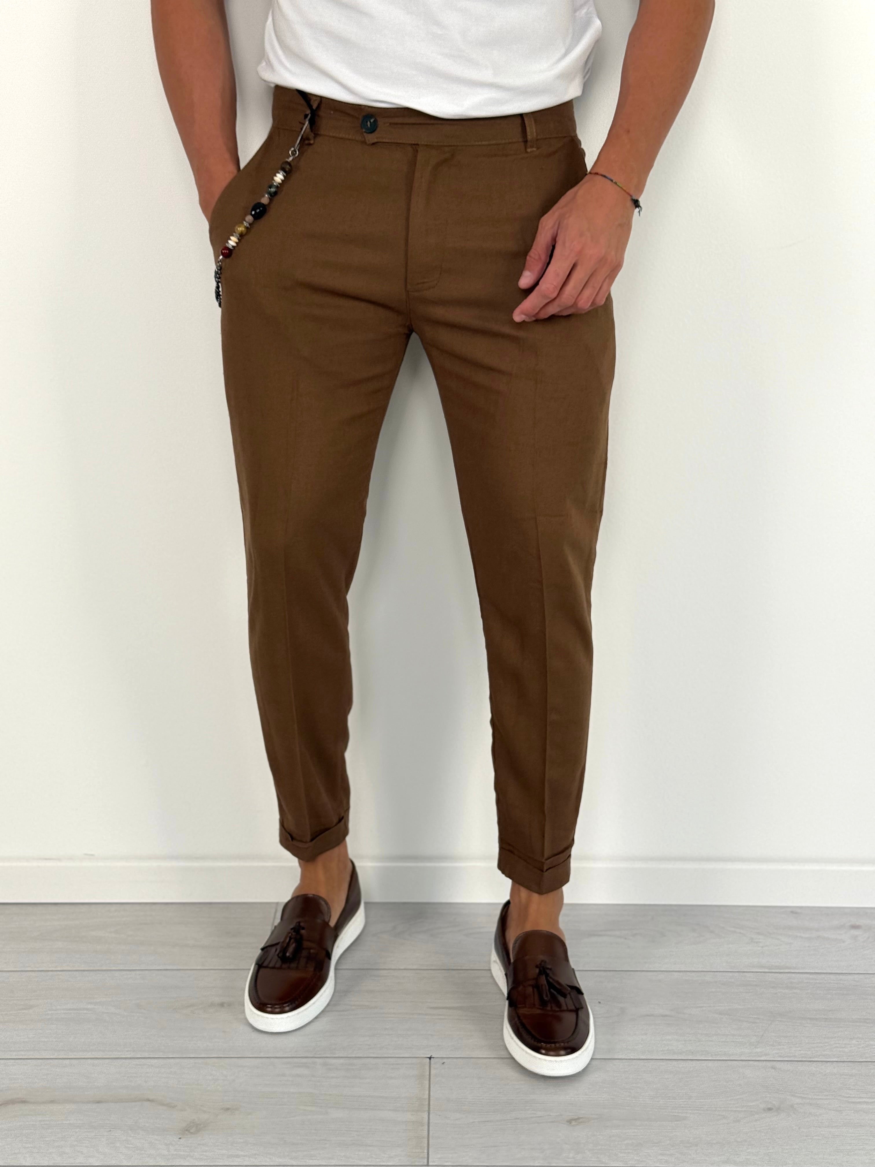 PANTALON CAPRI EN LIN À ROULETTES