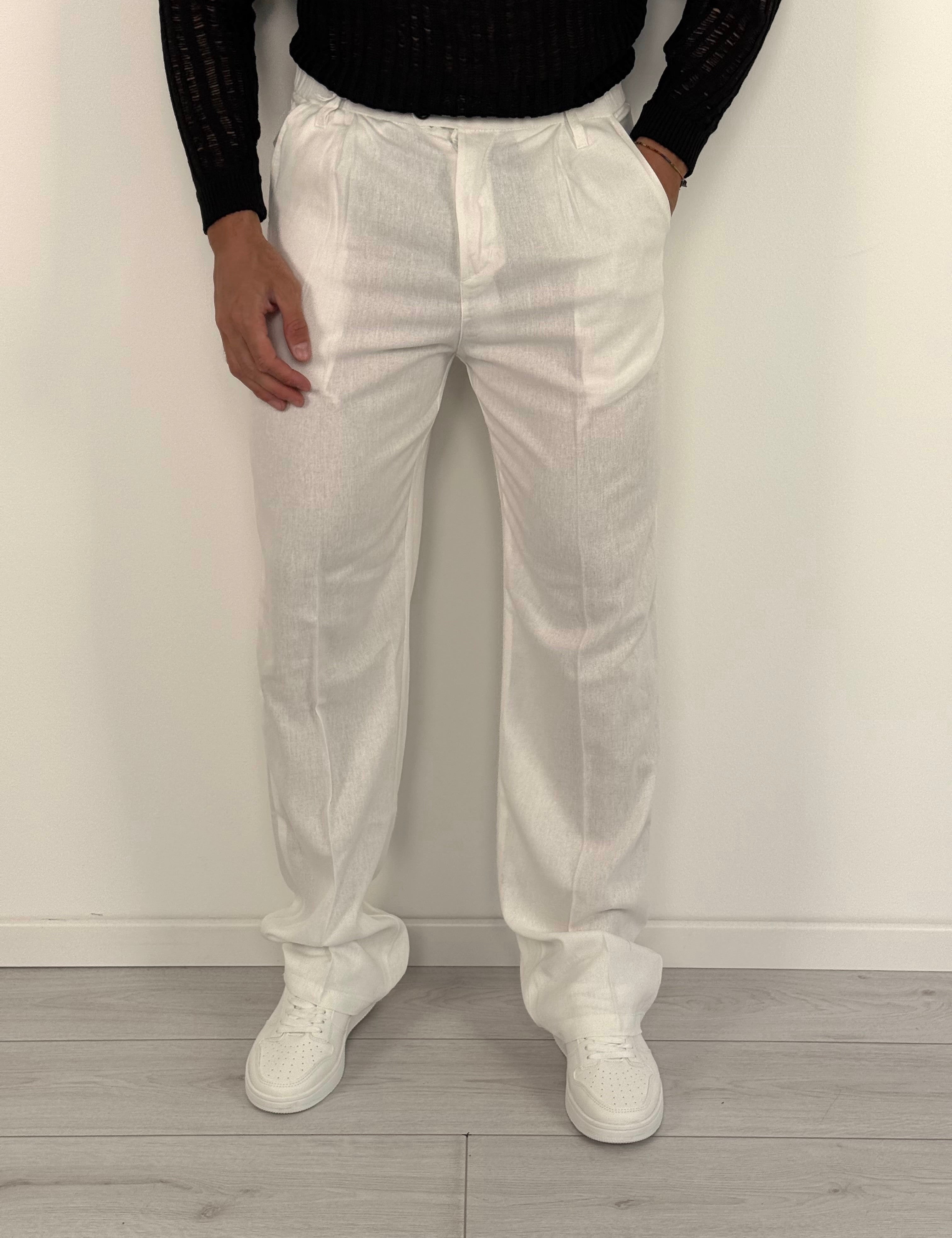 PANTALONE LINO BUTTON AMPIO