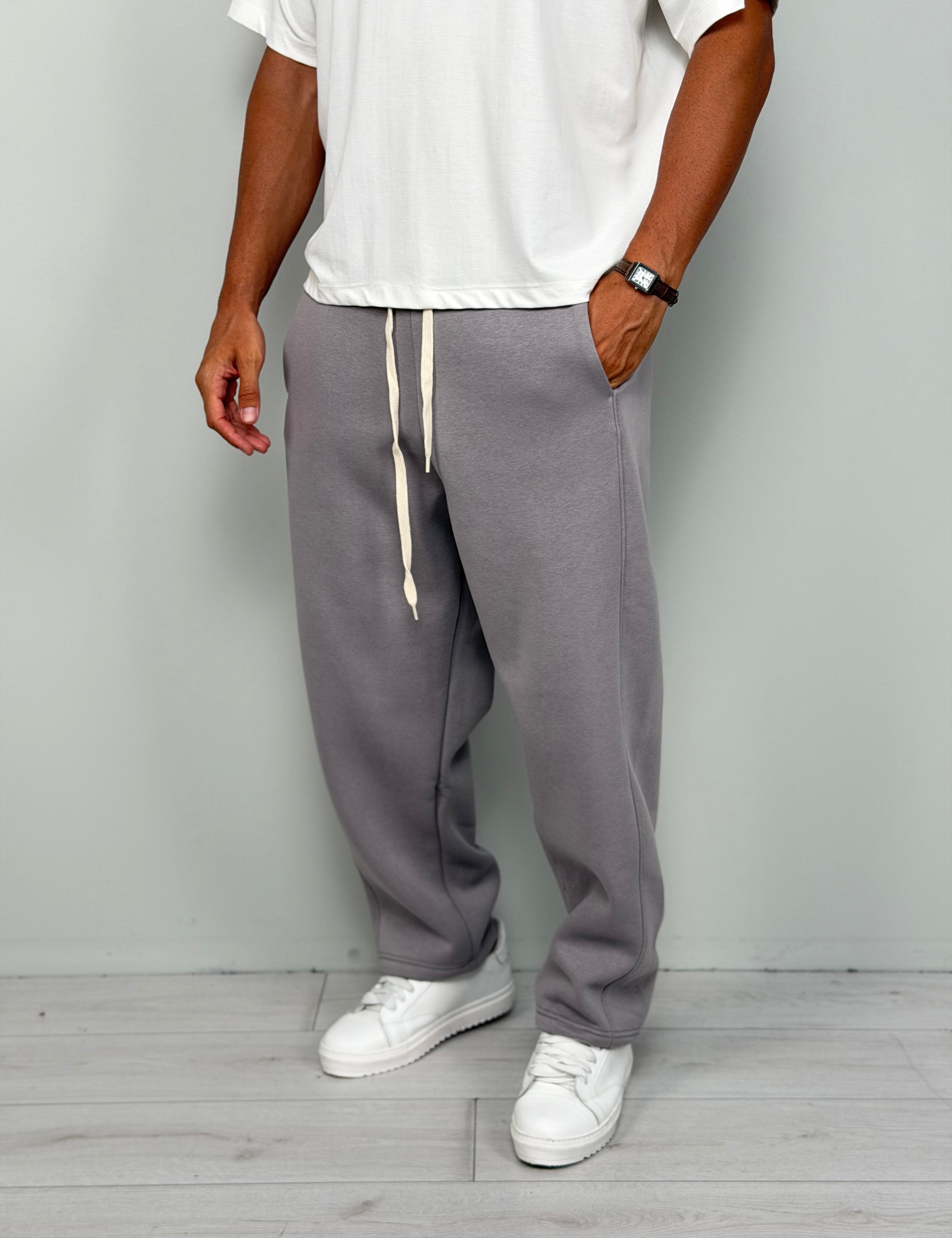 WIDE-STRIPED FLEECE TRACKSUIT TROUSERS