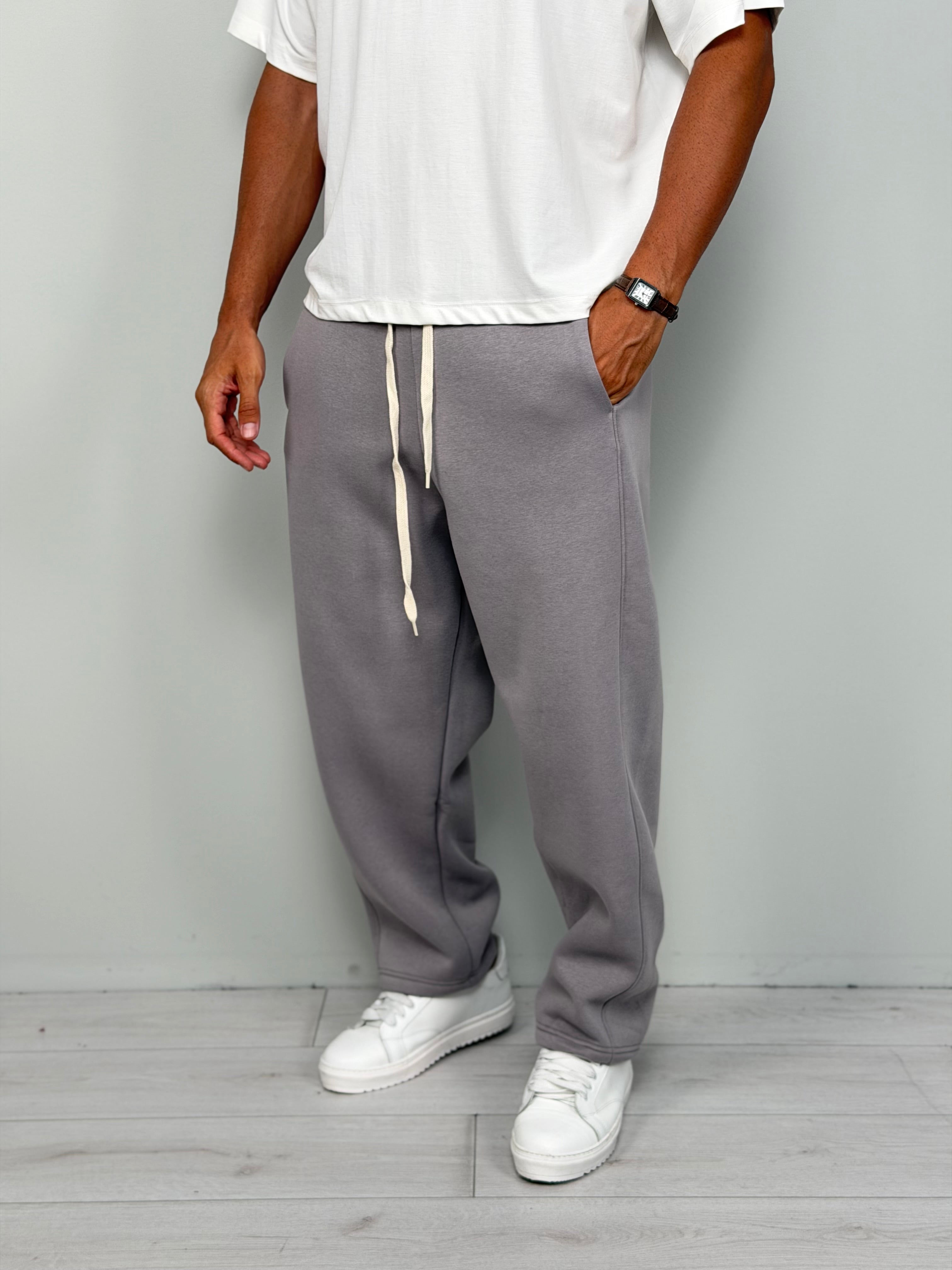 WIDE-STRIPED FLEECE TRACKSUIT TROUSERS