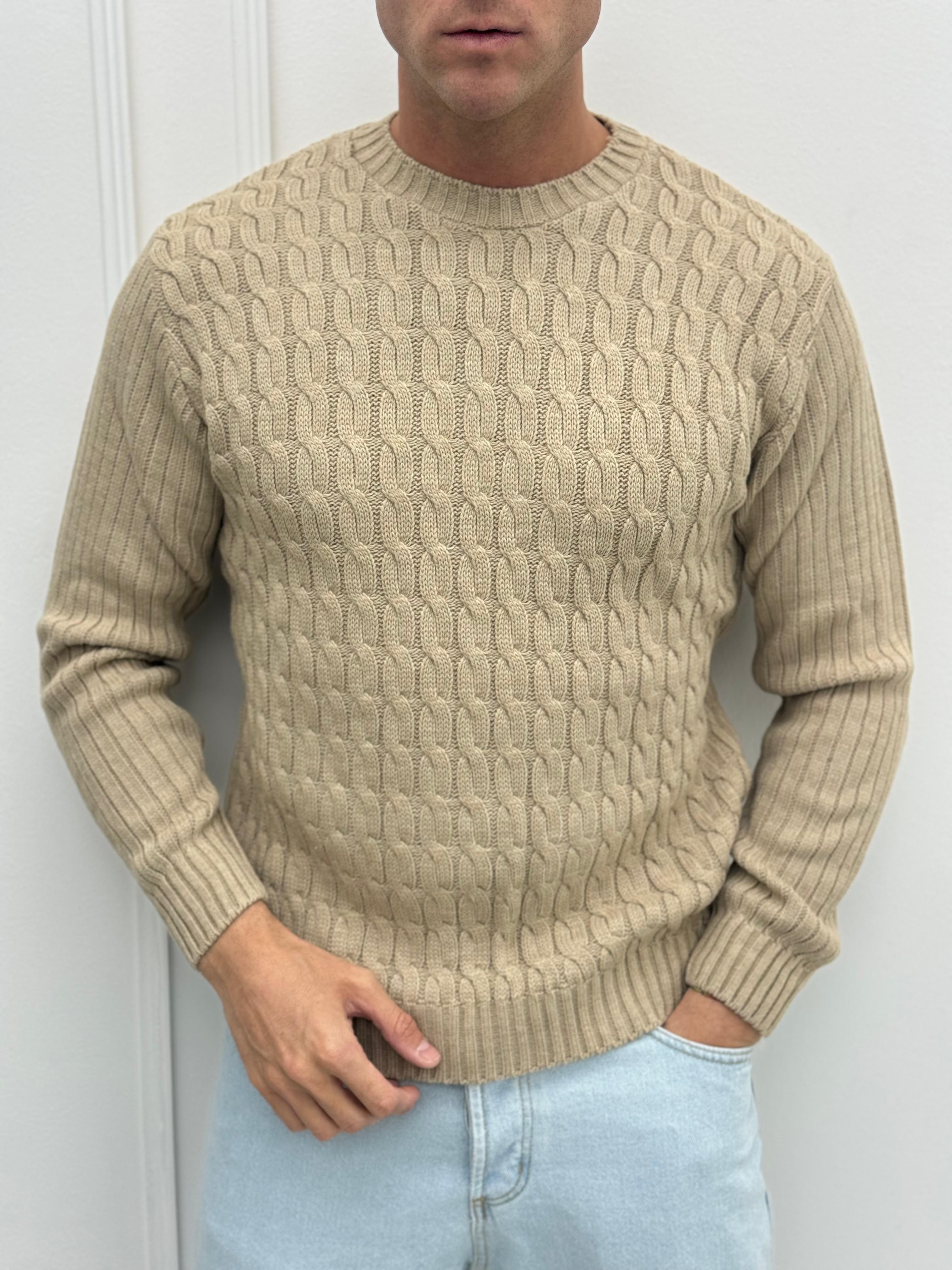 MAGLIONE V10 TRECCIA- Tg. M bianco e XL Grigio