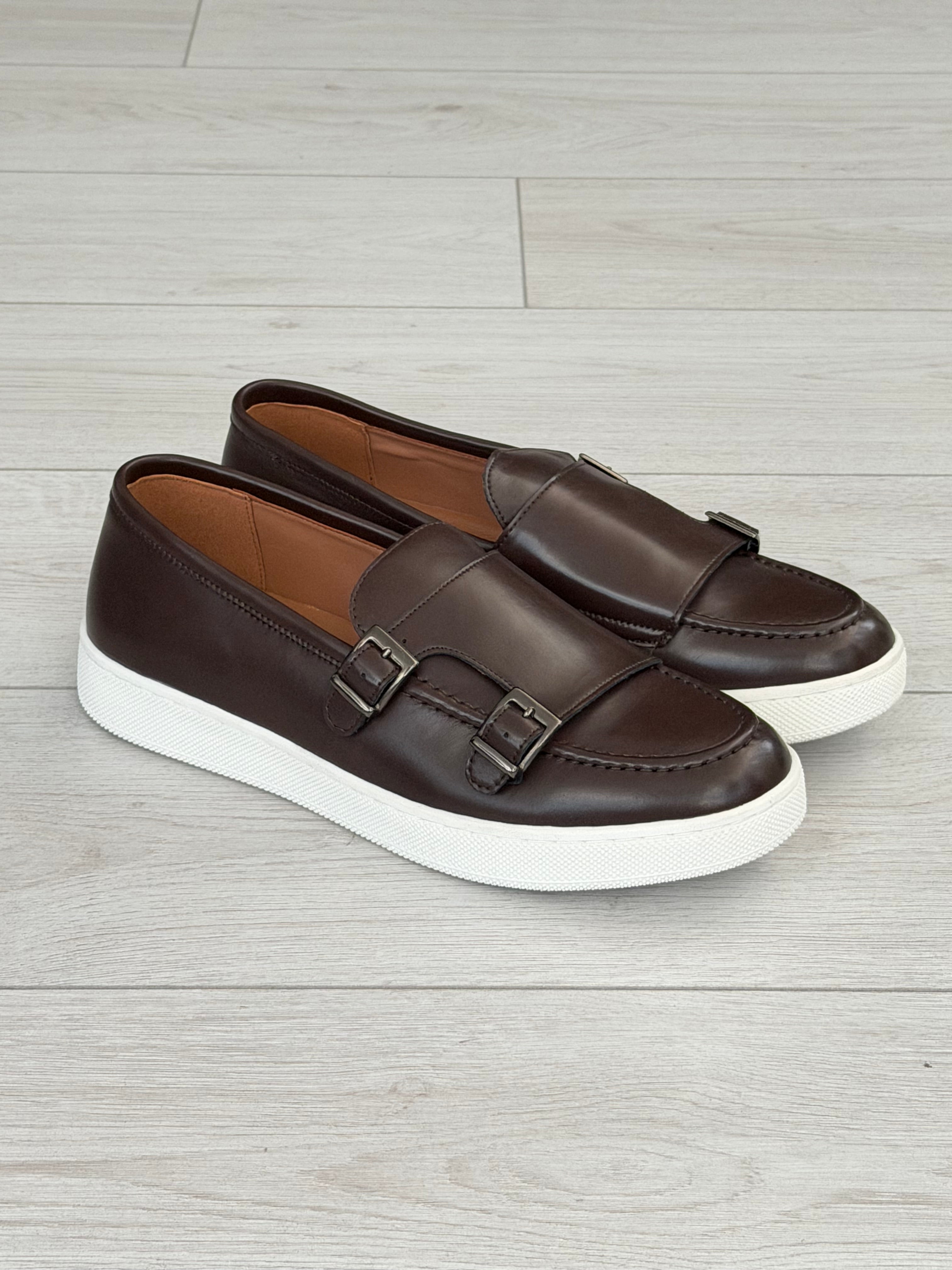 DOUBLE BUCKLE LEATHER MOCCASINS