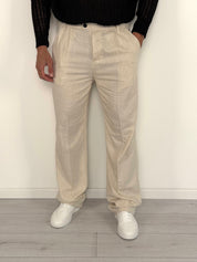 PANTALONE LINO BUTTON AMPIO