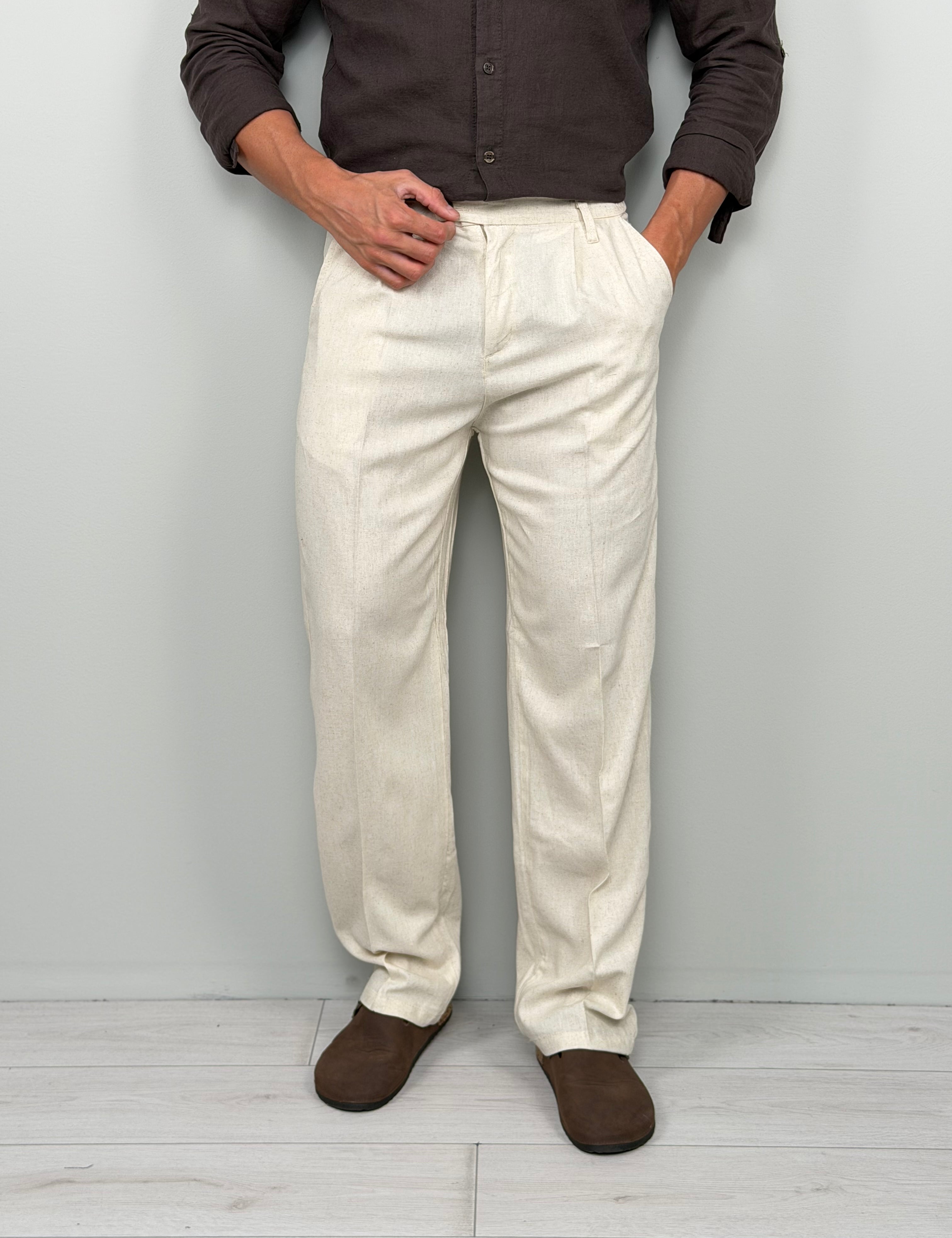 PANTALÓN DE LINO CUBA AMPLIO - BOLSILLO TRASERO