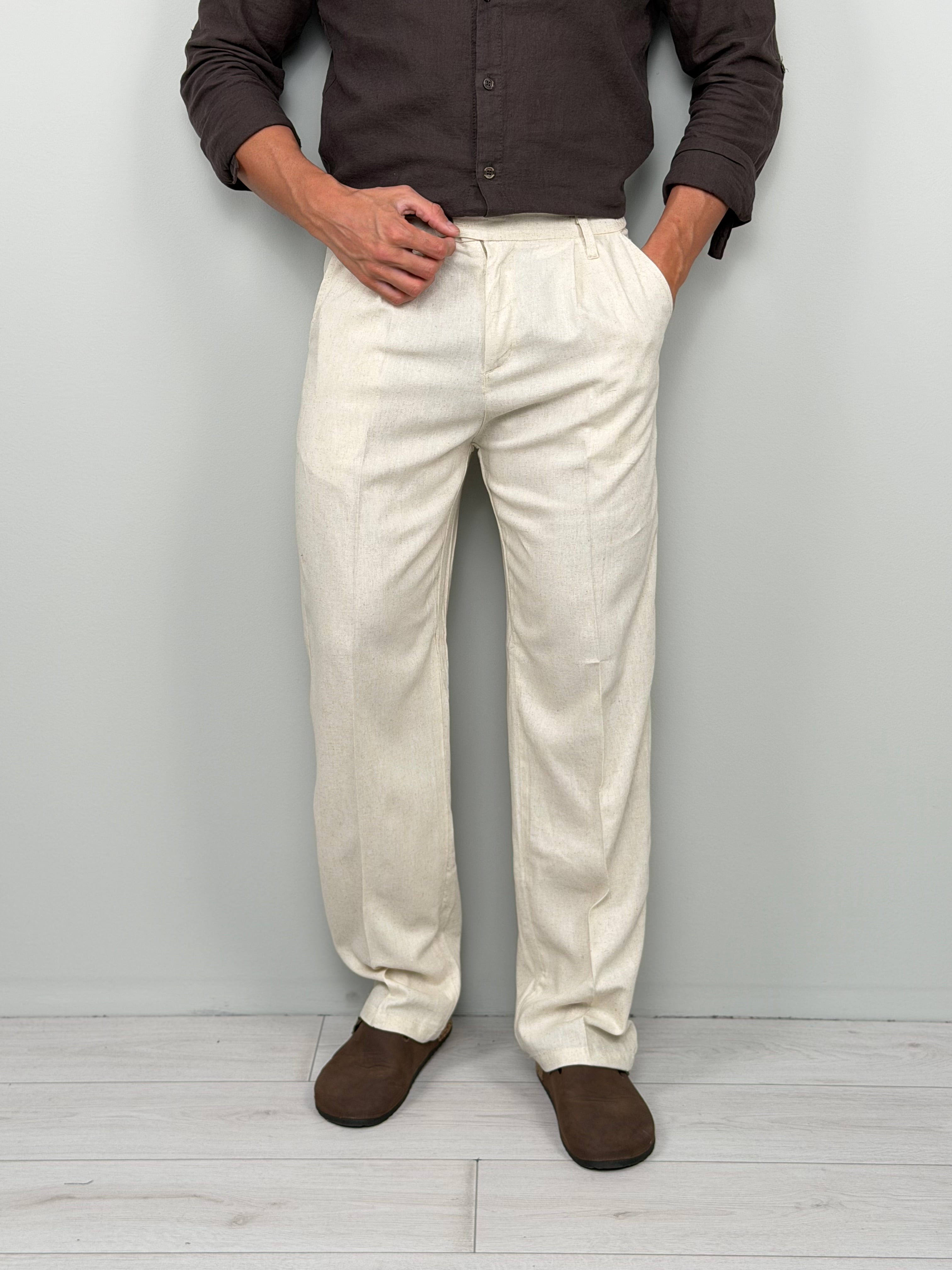 PANTALONE LINO CUBA AMPIO - TASCA DIETRO