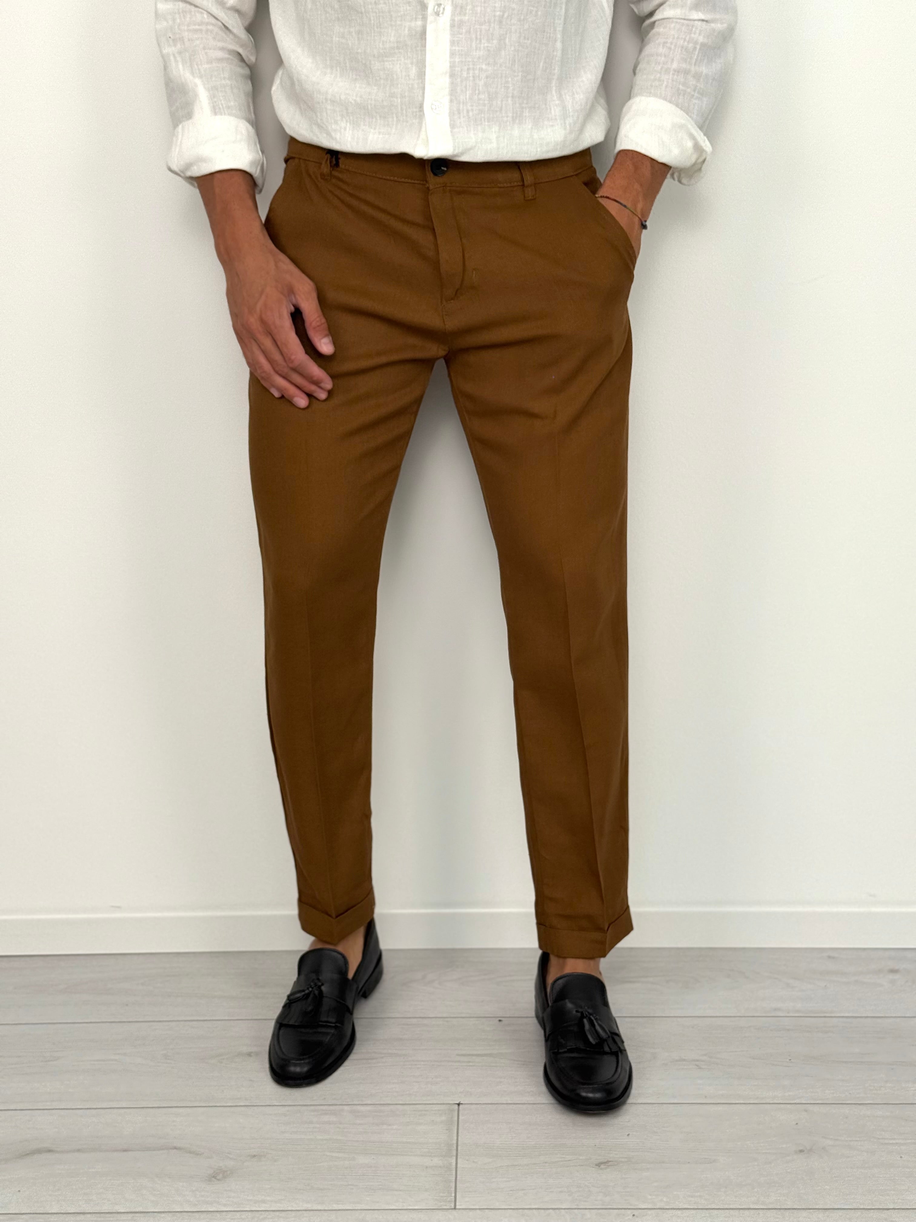 PANTALONE LINO MOD CAPRI V2 RISVOLTINO