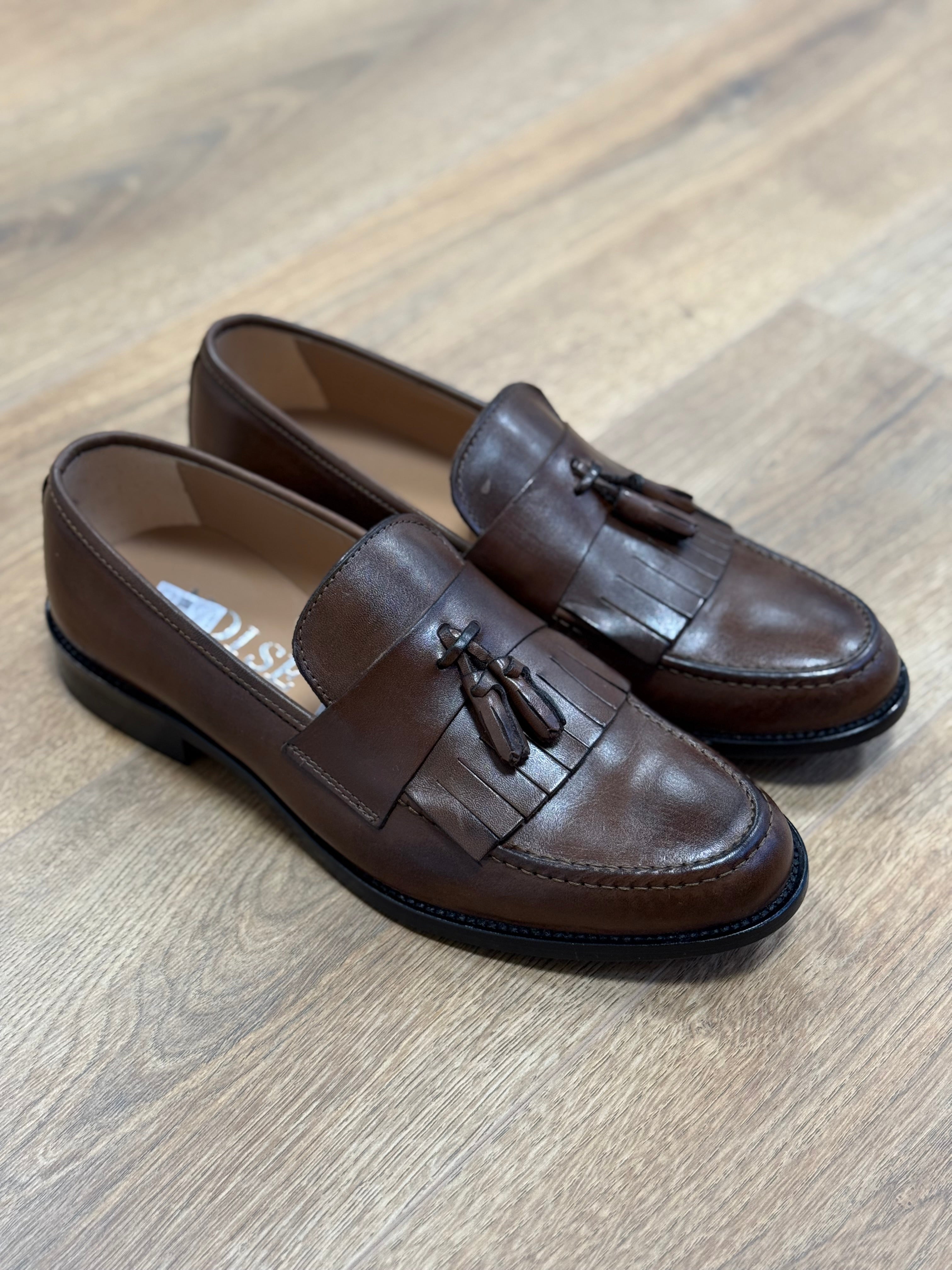 MOCASSINO PELLE NAPPINE MORO