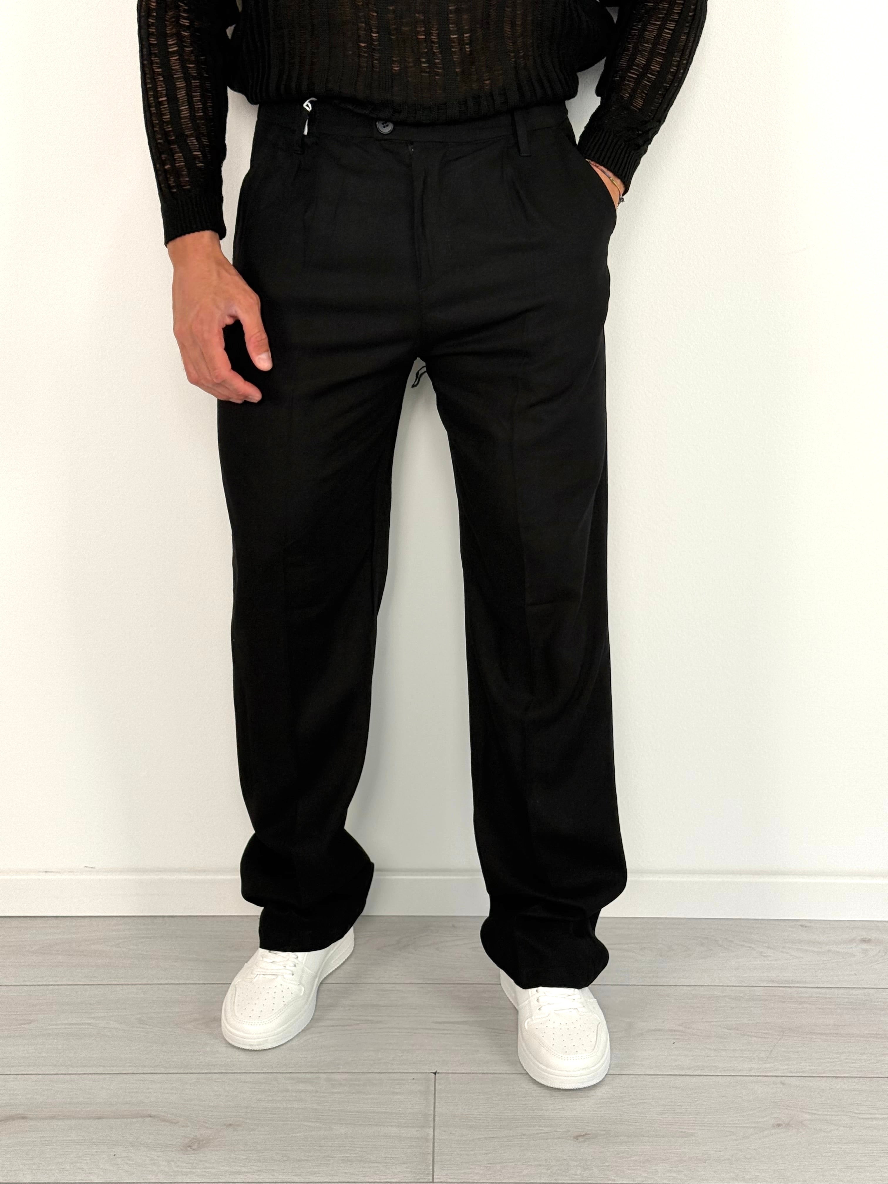PANTALONE LINO BUTTON AMPIO