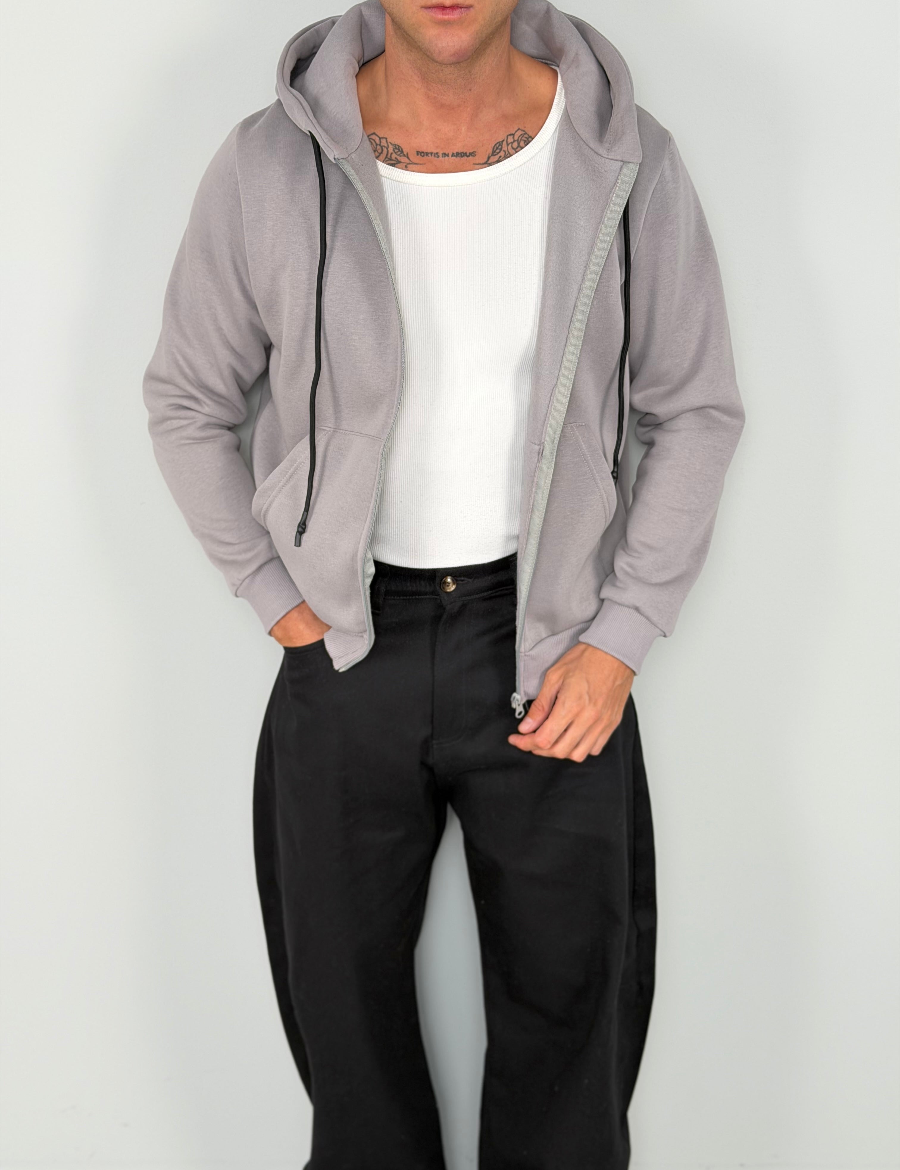 Gefüttertes Sweatshirt mit Round-Reißverschluss