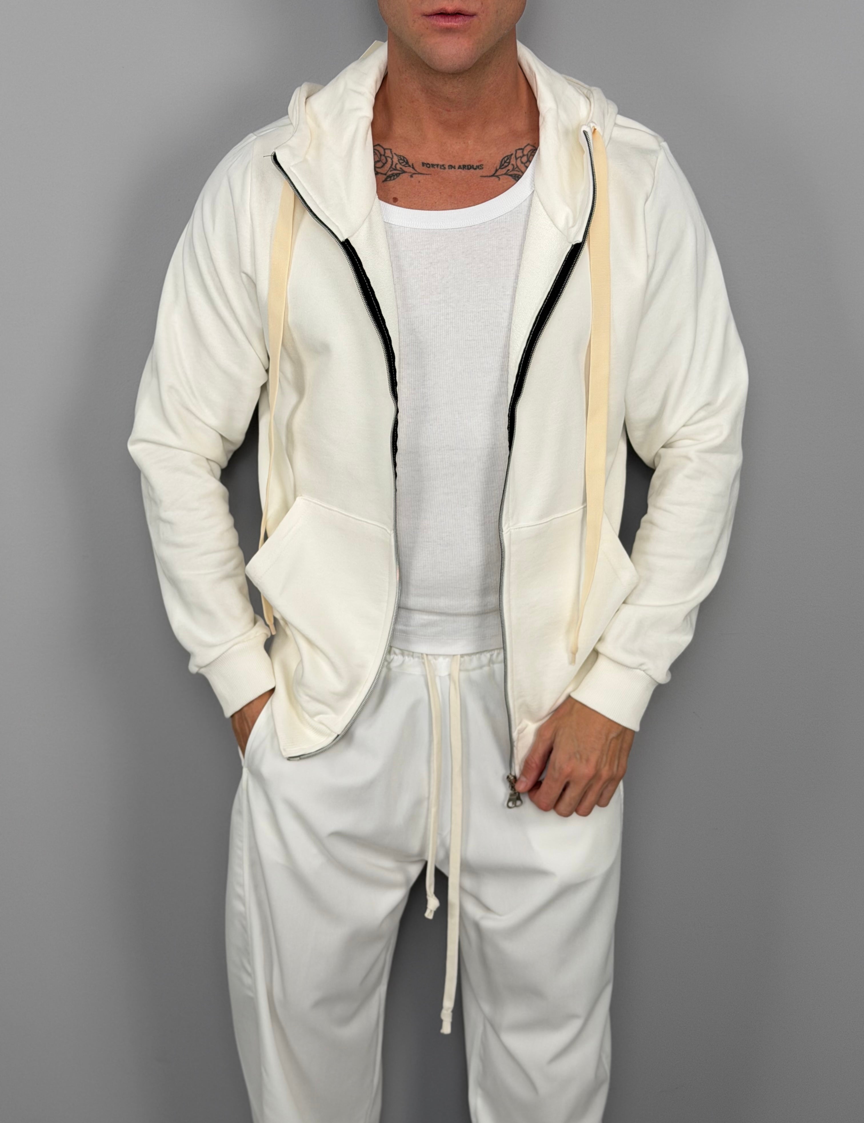 FELPA ZIP CAPPUCCIO GARZATA