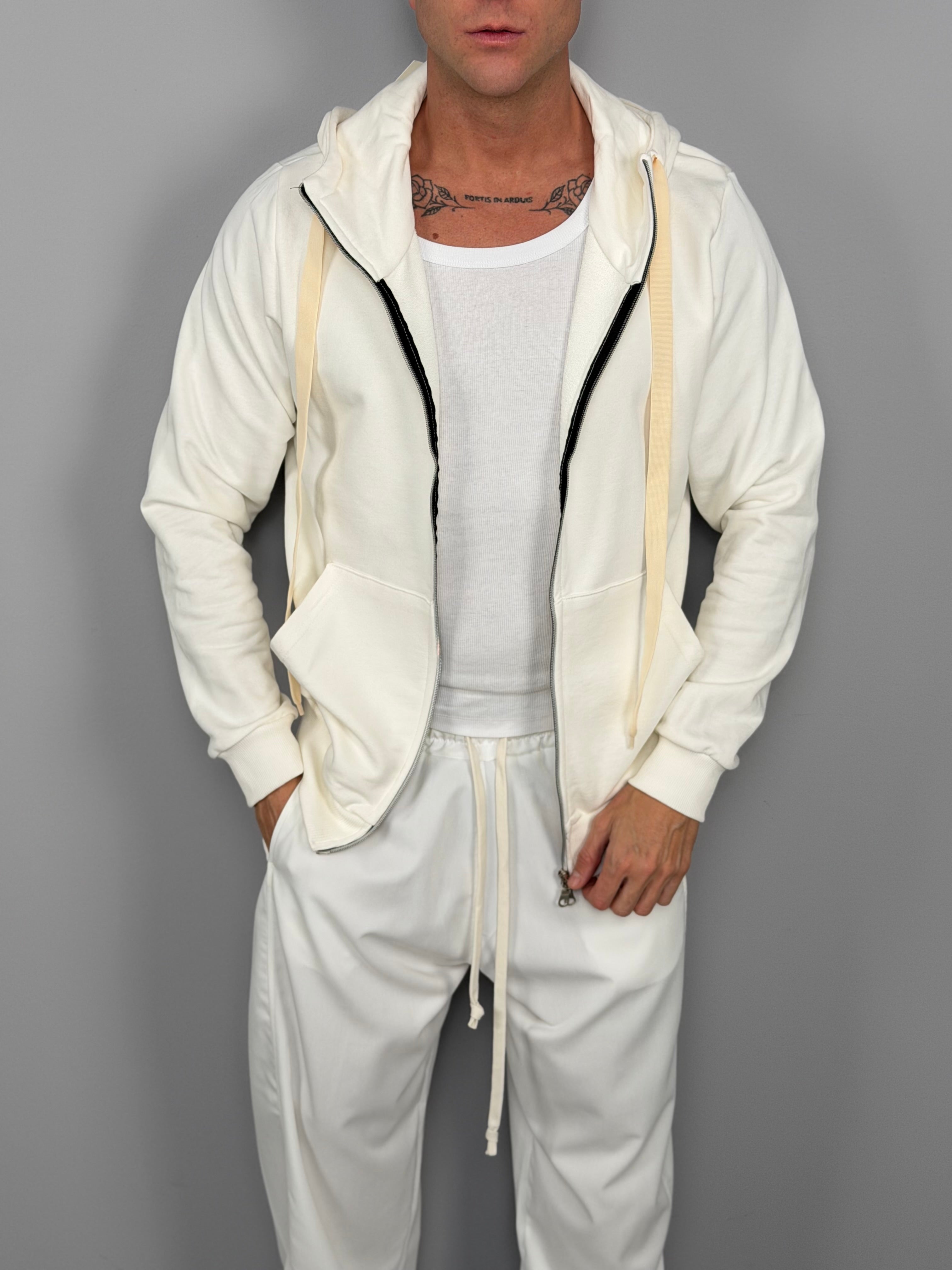 FELPA ZIP CAPPUCCIO GARZATA