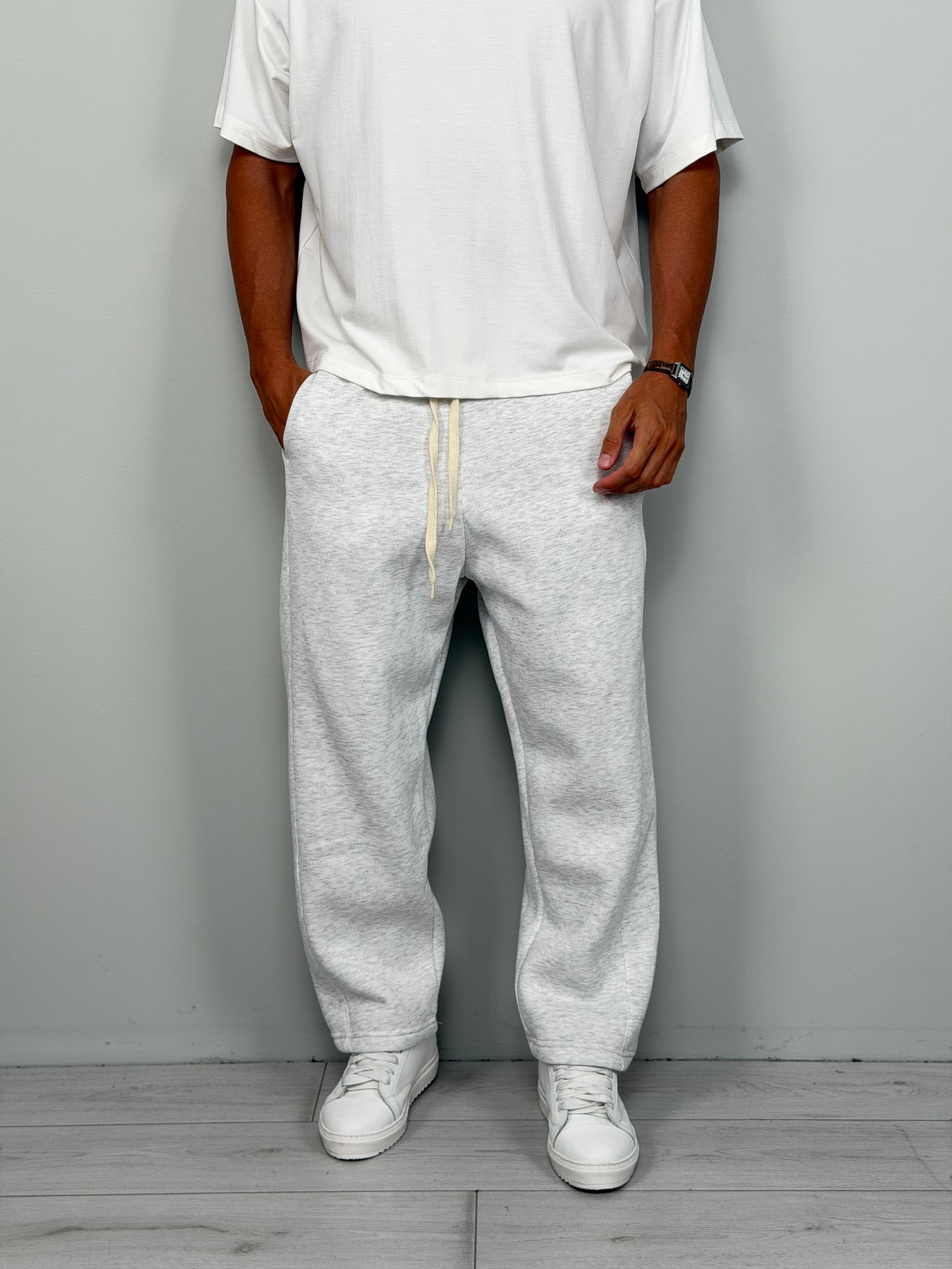 WIDE-STRIPED FLEECE TRACKSUIT TROUSERS