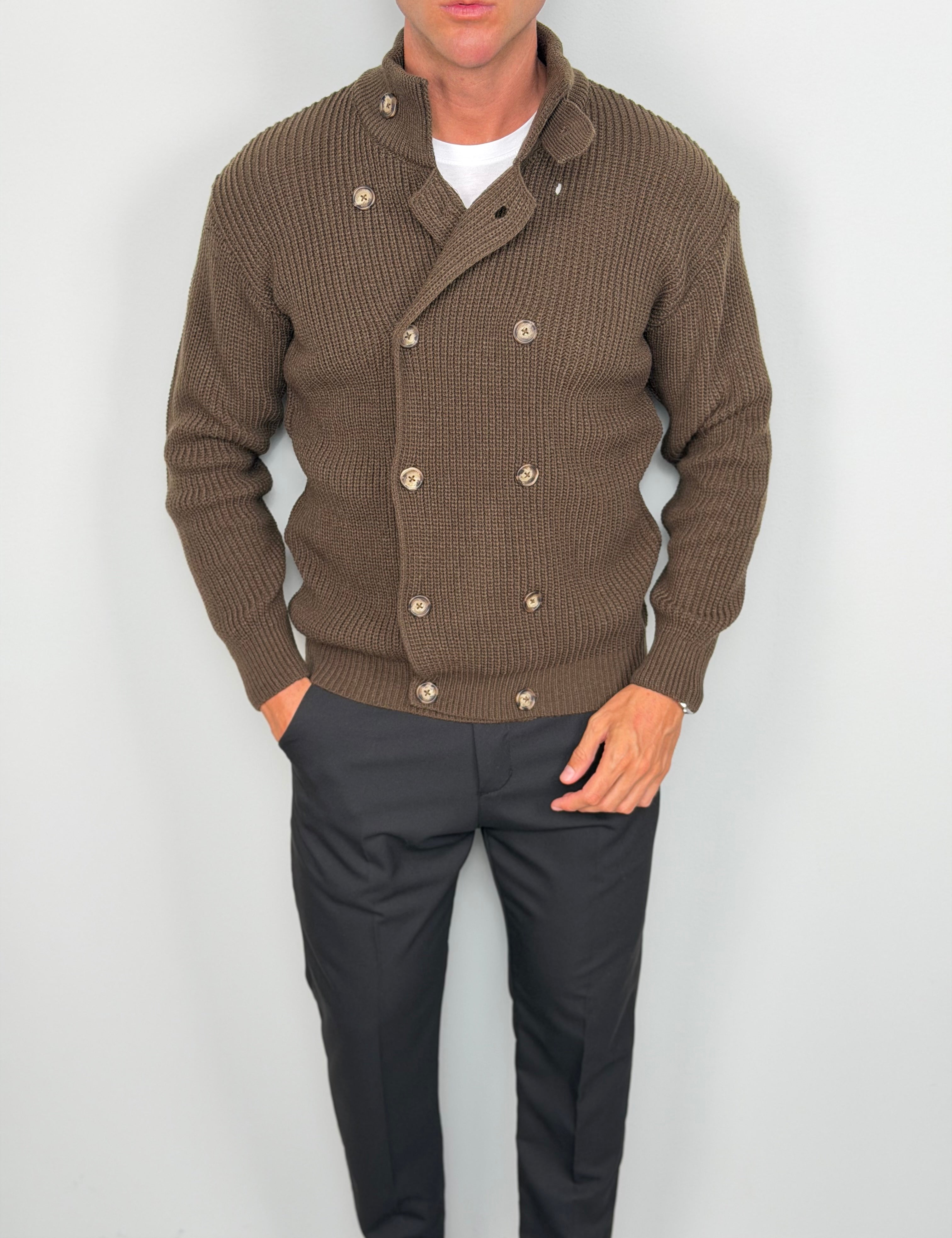 Zweireihige Wollstrickjacke ALVIN