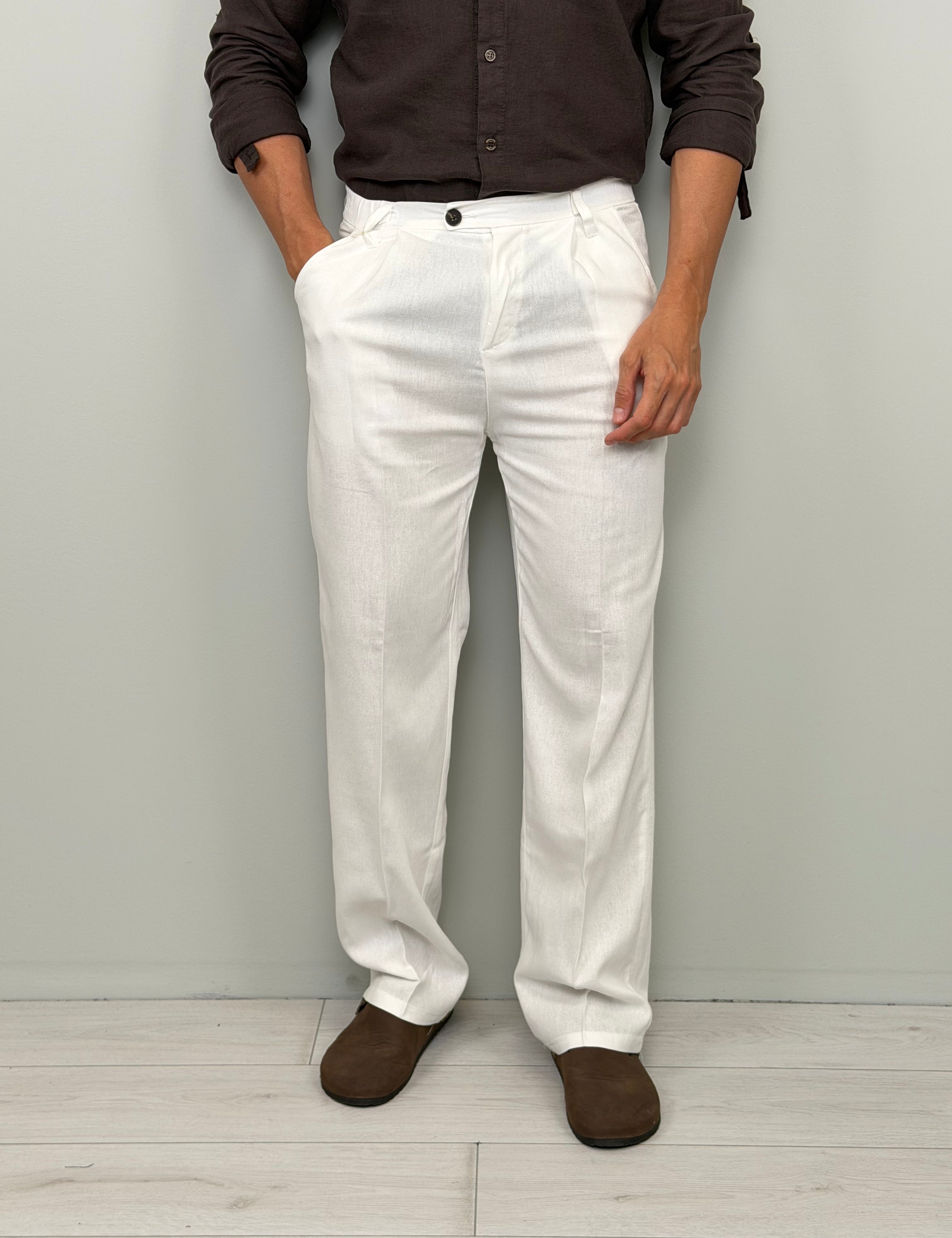PANTALÓN DE LINO CUBA AMPLIO - BOLSILLO TRASERO