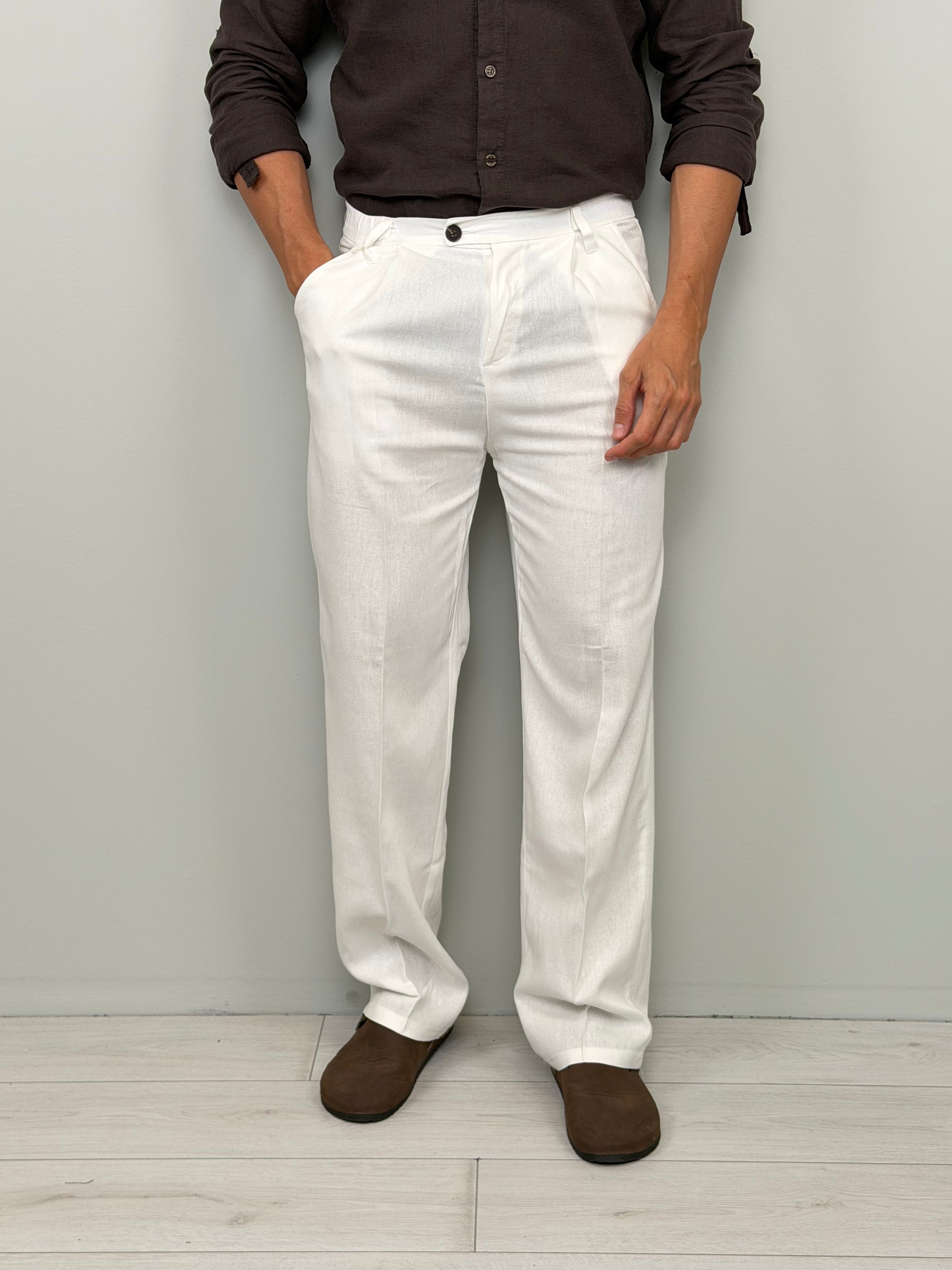 PANTALONE LINO CUBA AMPIO - TASCA DIETRO