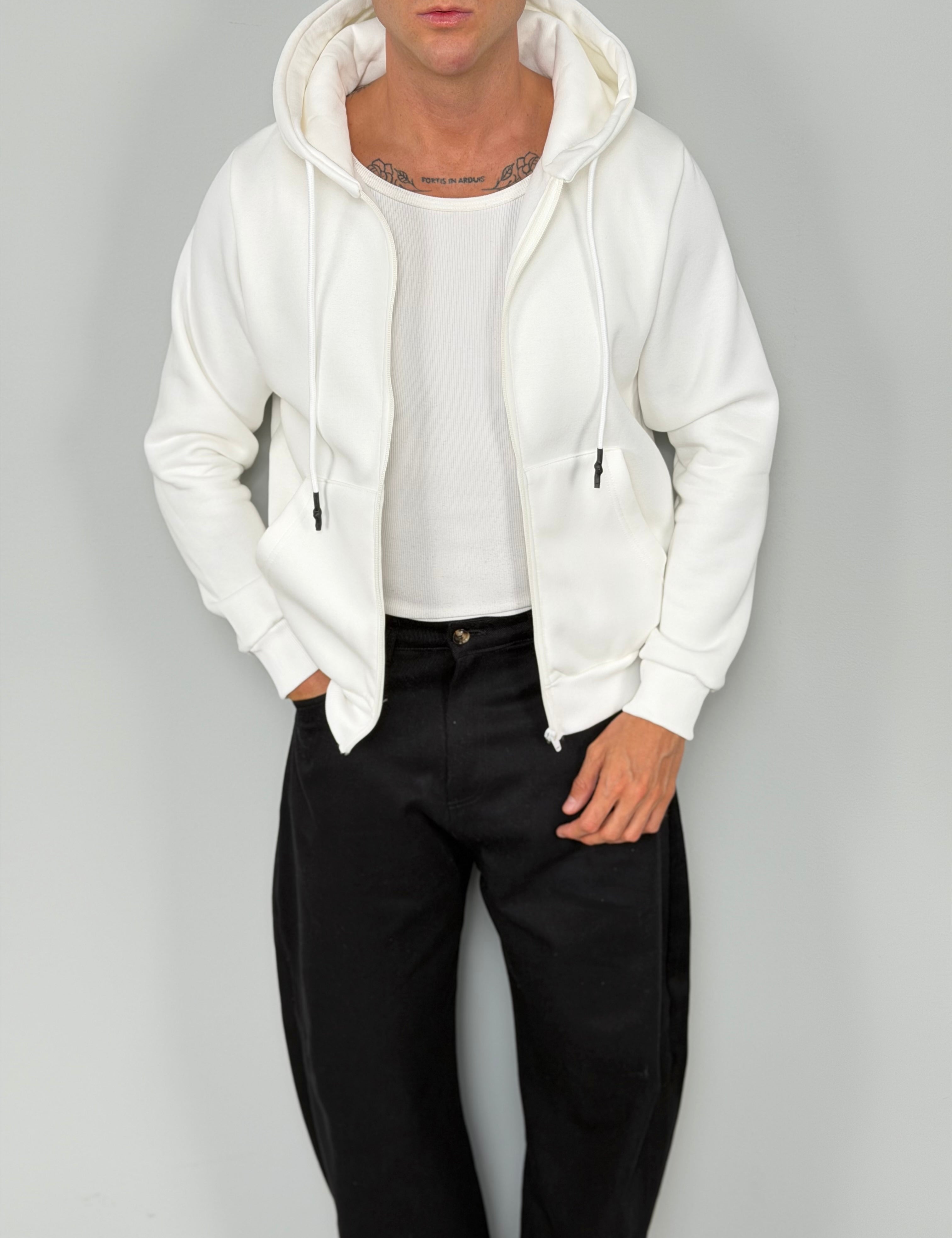 Gefüttertes Sweatshirt mit Round-Reißverschluss