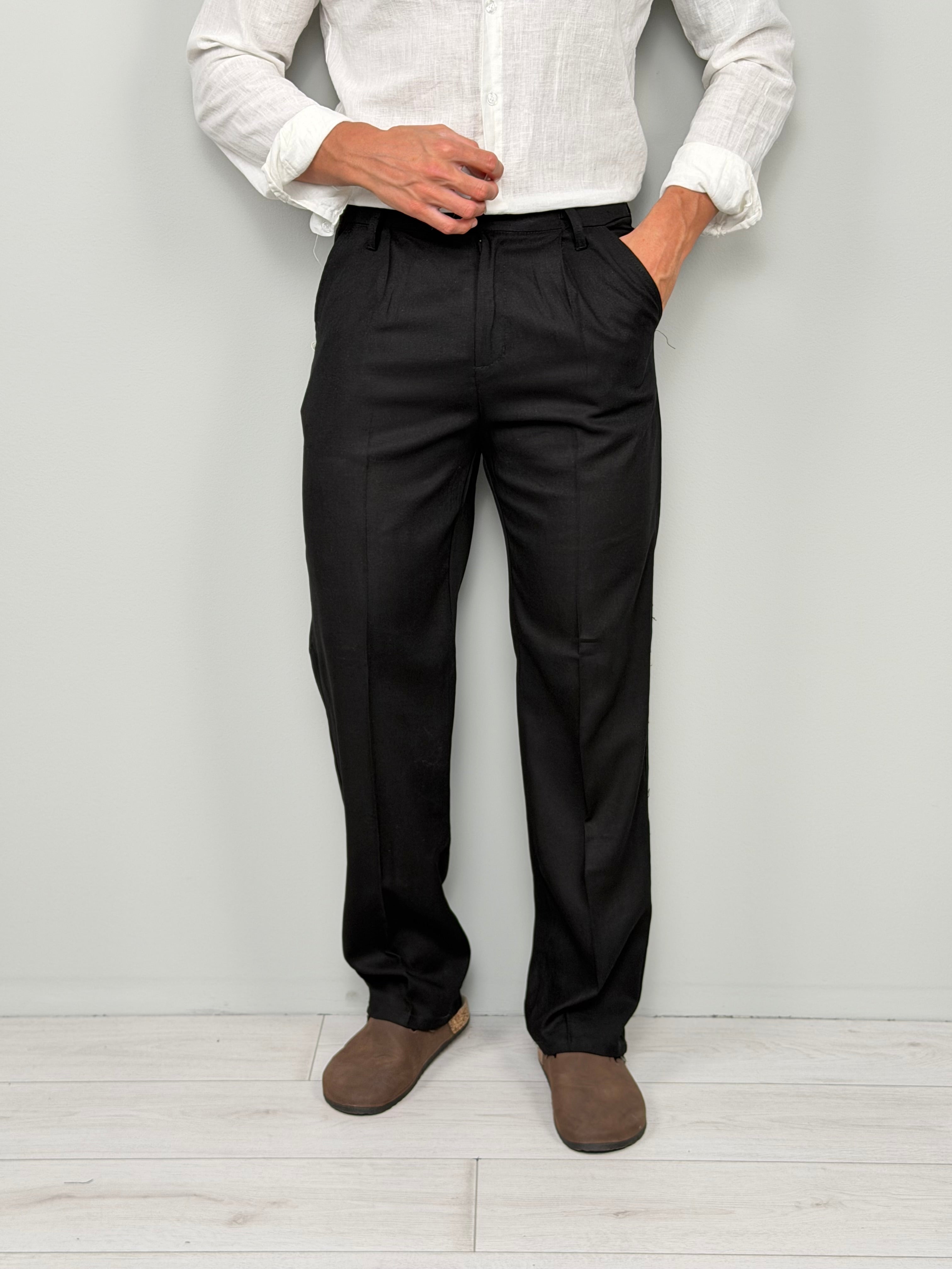 PANTALONE LINO CUBA AMPIO - TASCA DIETRO