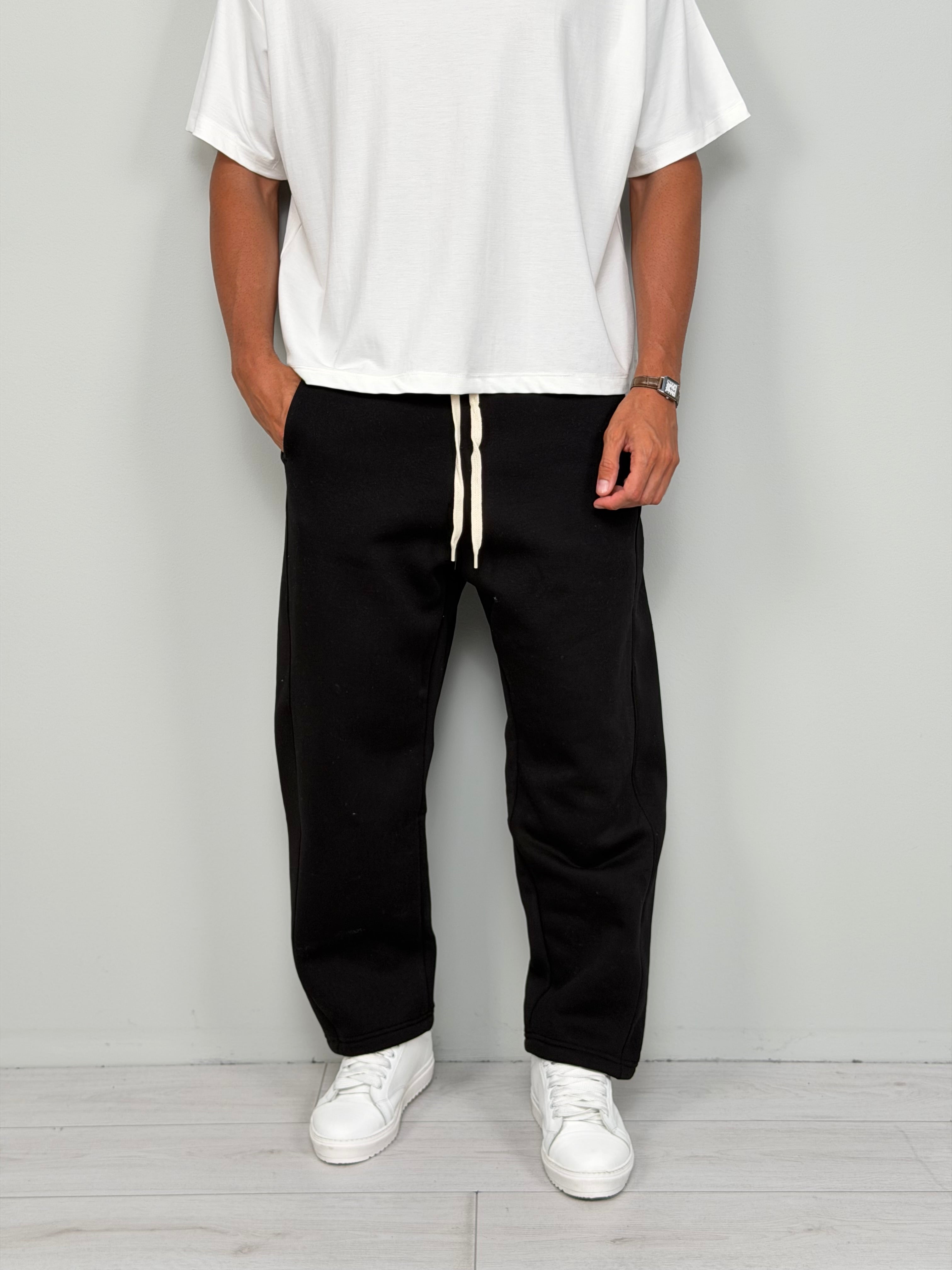 WIDE-STRIPED FLEECE TRACKSUIT TROUSERS