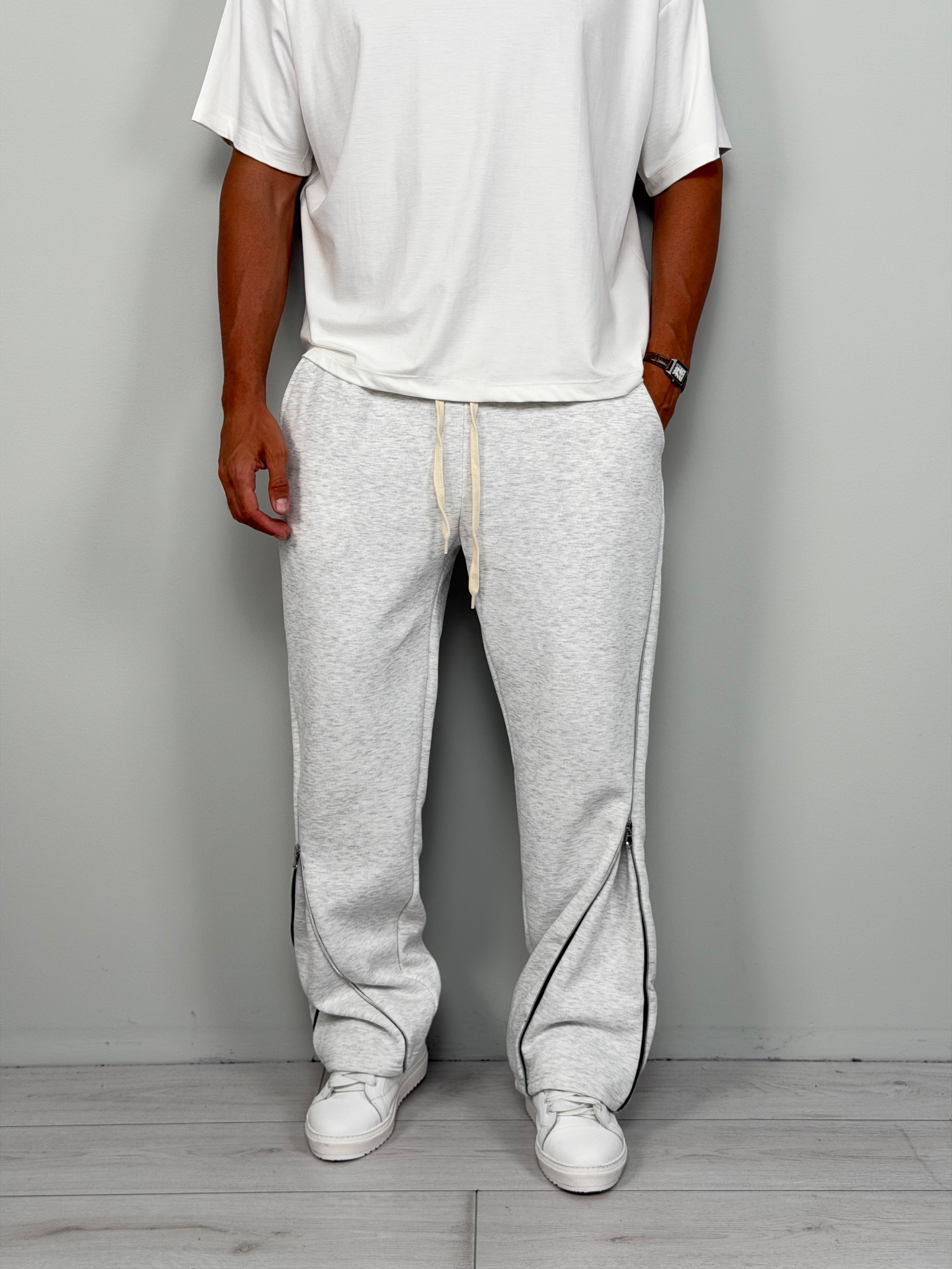 PANTALONE TUTA ZIP AMPIO FELPATO