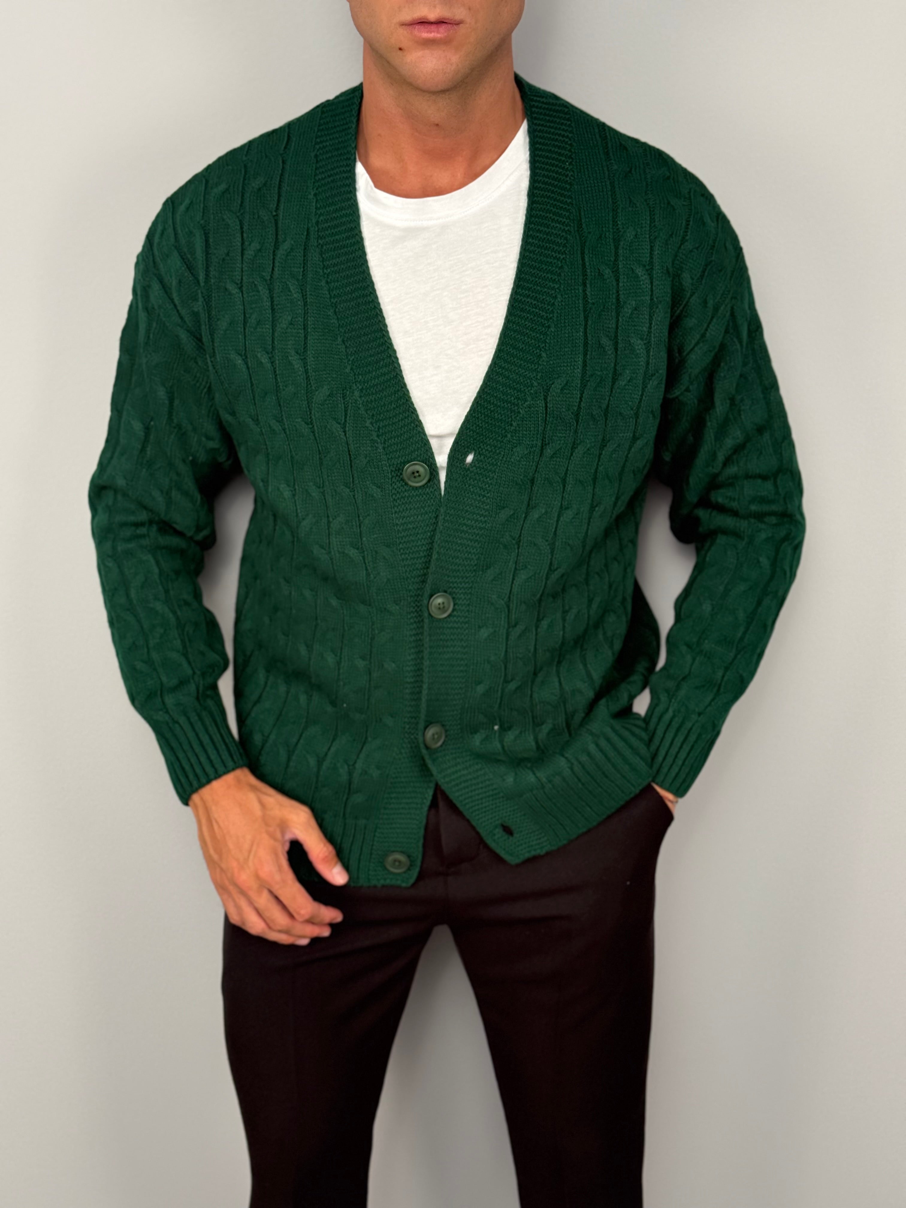 CARDIGAN TRECCIA IN FILO