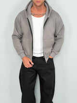 SUDADERA AFELPADA CON CREMALLERA Y CORTE HOLGADO