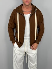 FELPA ZIP CAPPUCCIO GARZATA