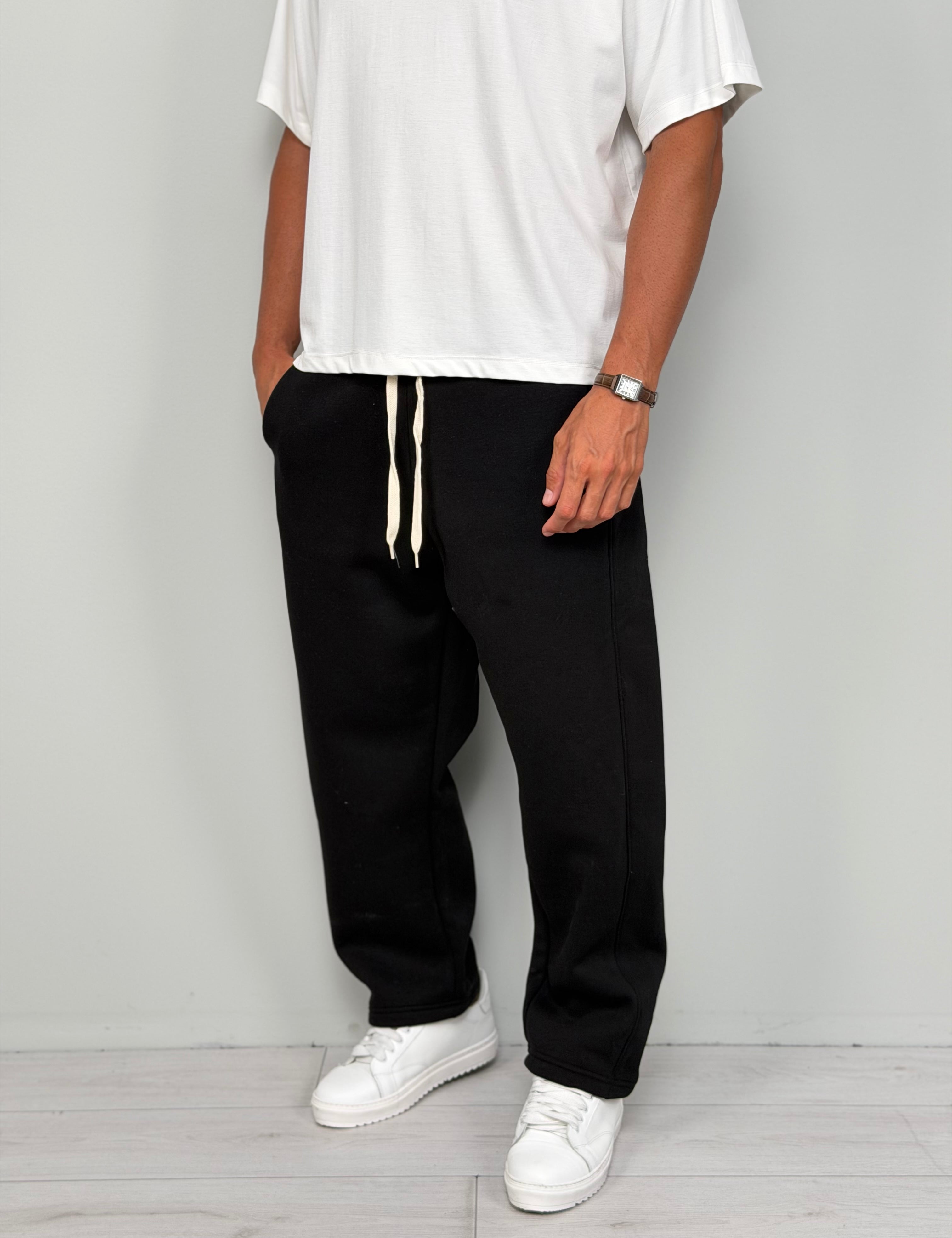 WIDE-STRIPED FLEECE TRACKSUIT TROUSERS