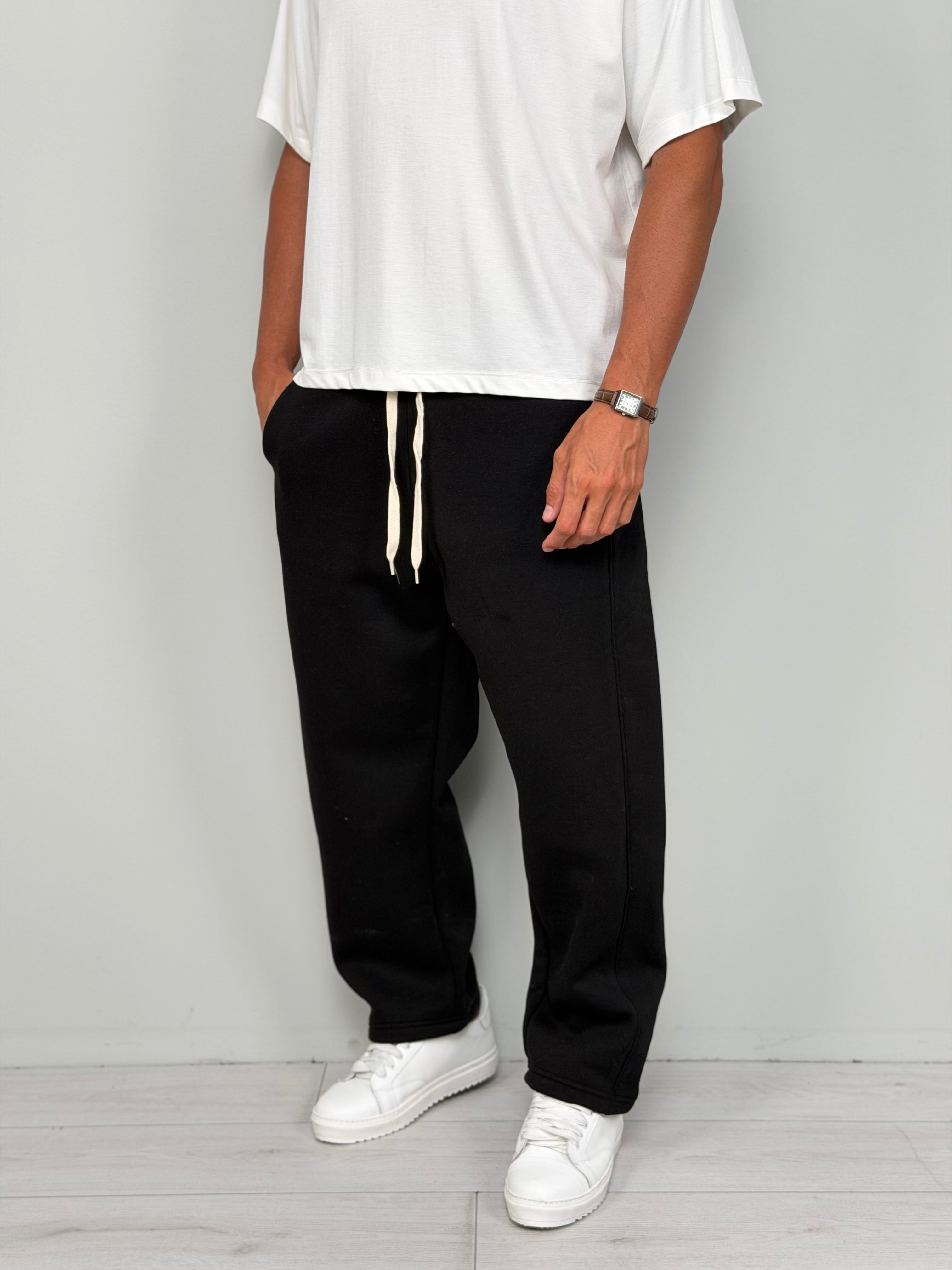 WIDE-STRIPED FLEECE TRACKSUIT TROUSERS