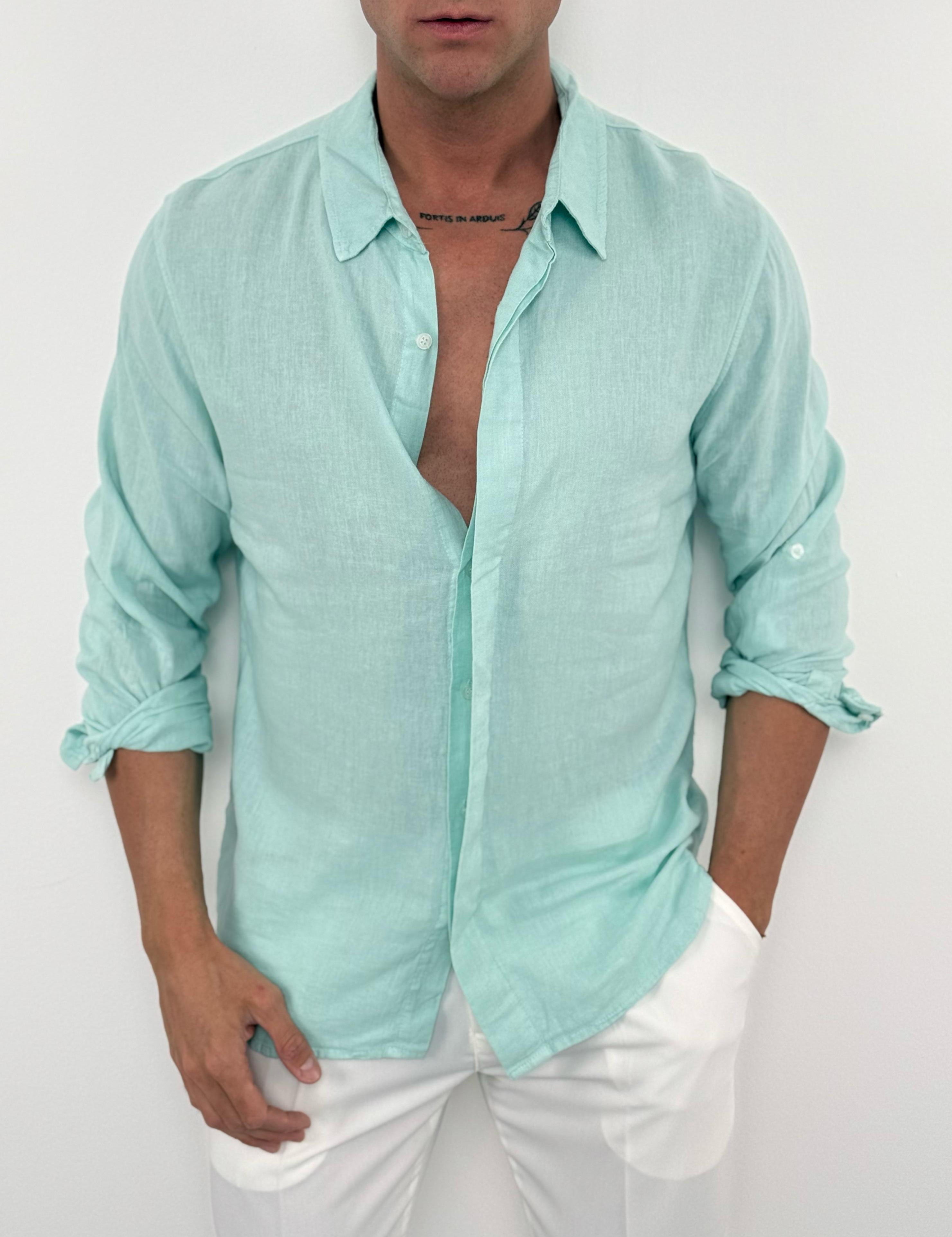 CAMICIA LINO COLLETTO V2 - Tg.S grigia ed XXL in piu colori