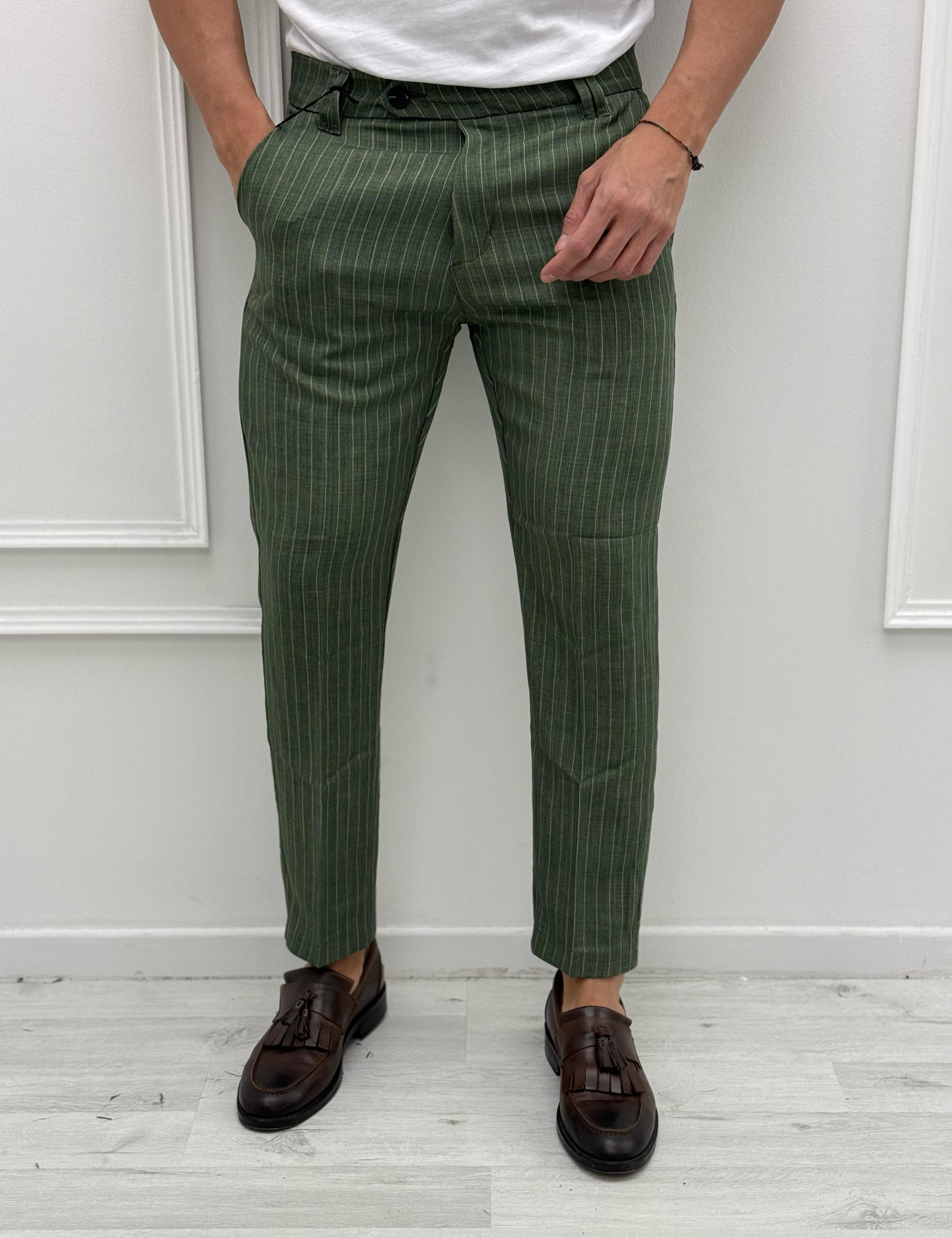 PANTALONE GESSATO TASCHE DIETRO