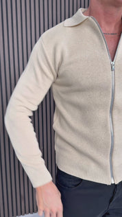 CARDIGAN EN COTON À FERMETURE ÉCLAIR