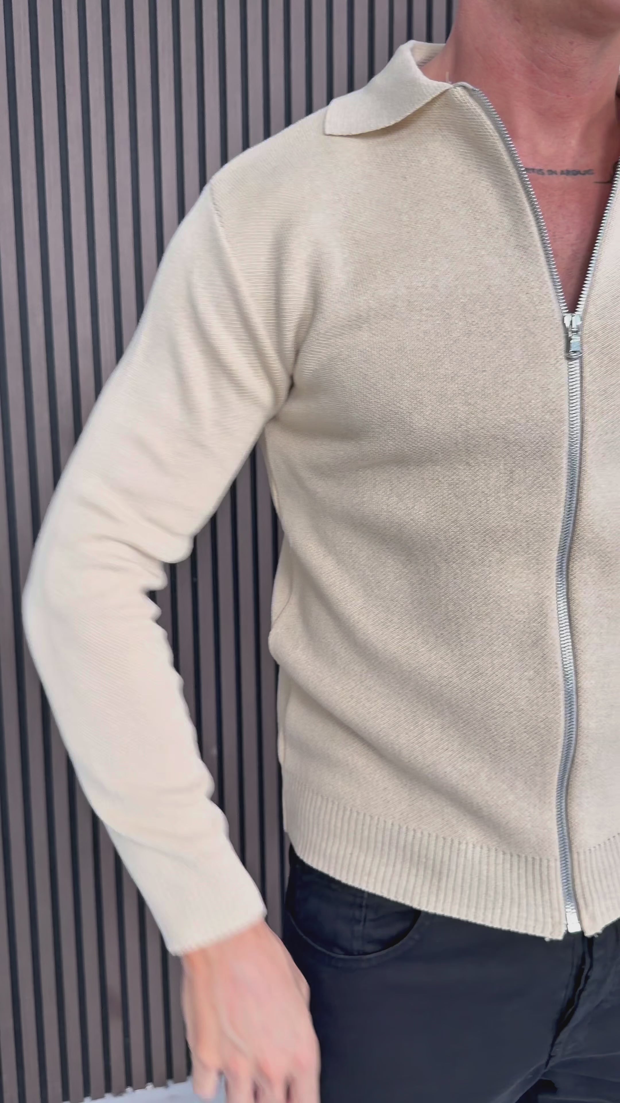 CARDIGAN EN COTON À FERMETURE ÉCLAIR